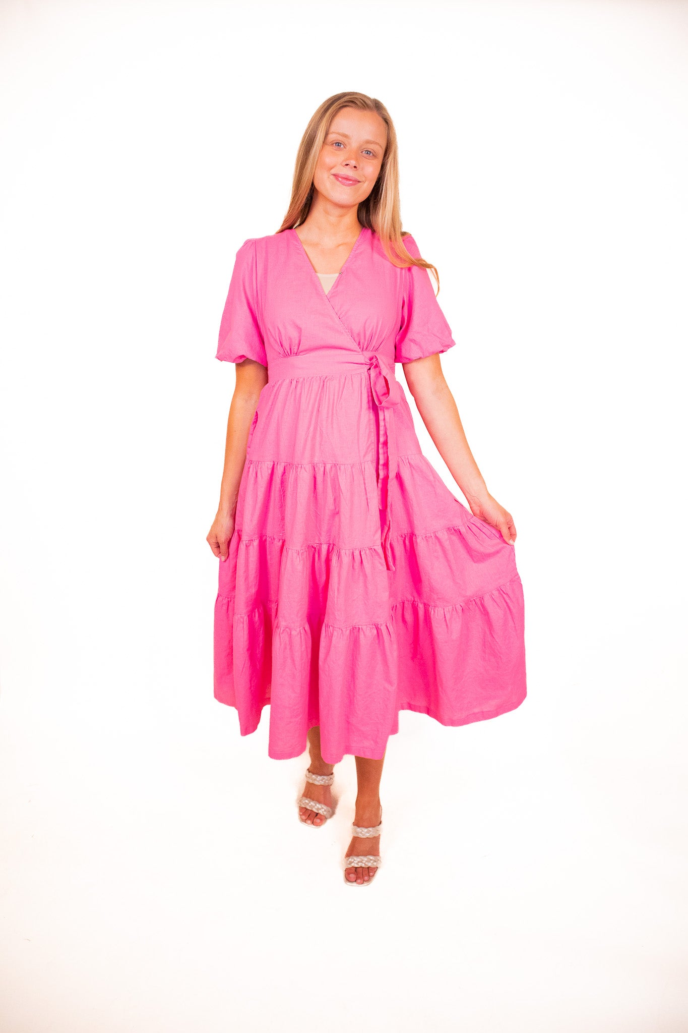 The Amelia Wrap Dress in Fuchsia