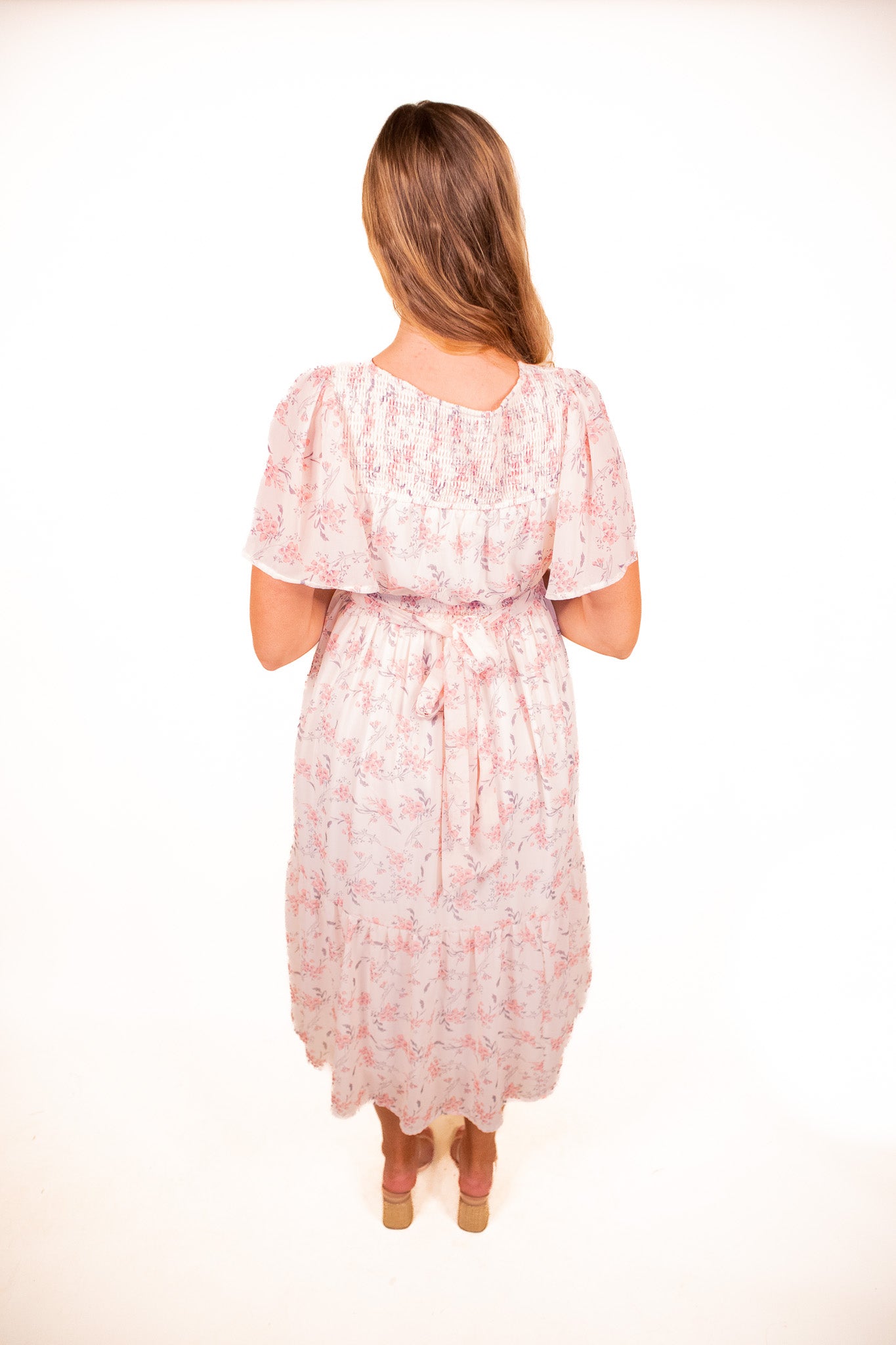 The Bella Floral Midi in Blush