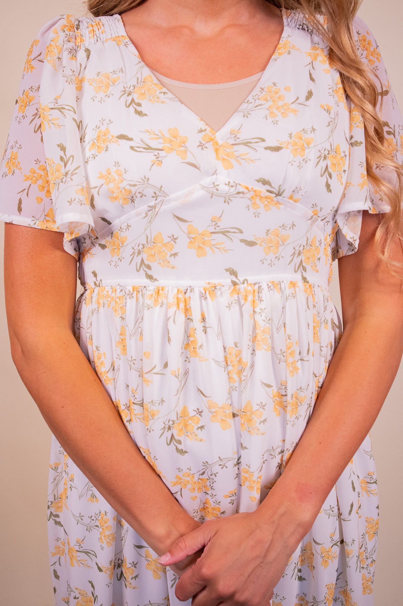 The Bella Midi in Yellow Floral