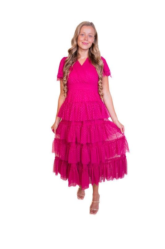 The Elle Tulle Dress in Raspberry