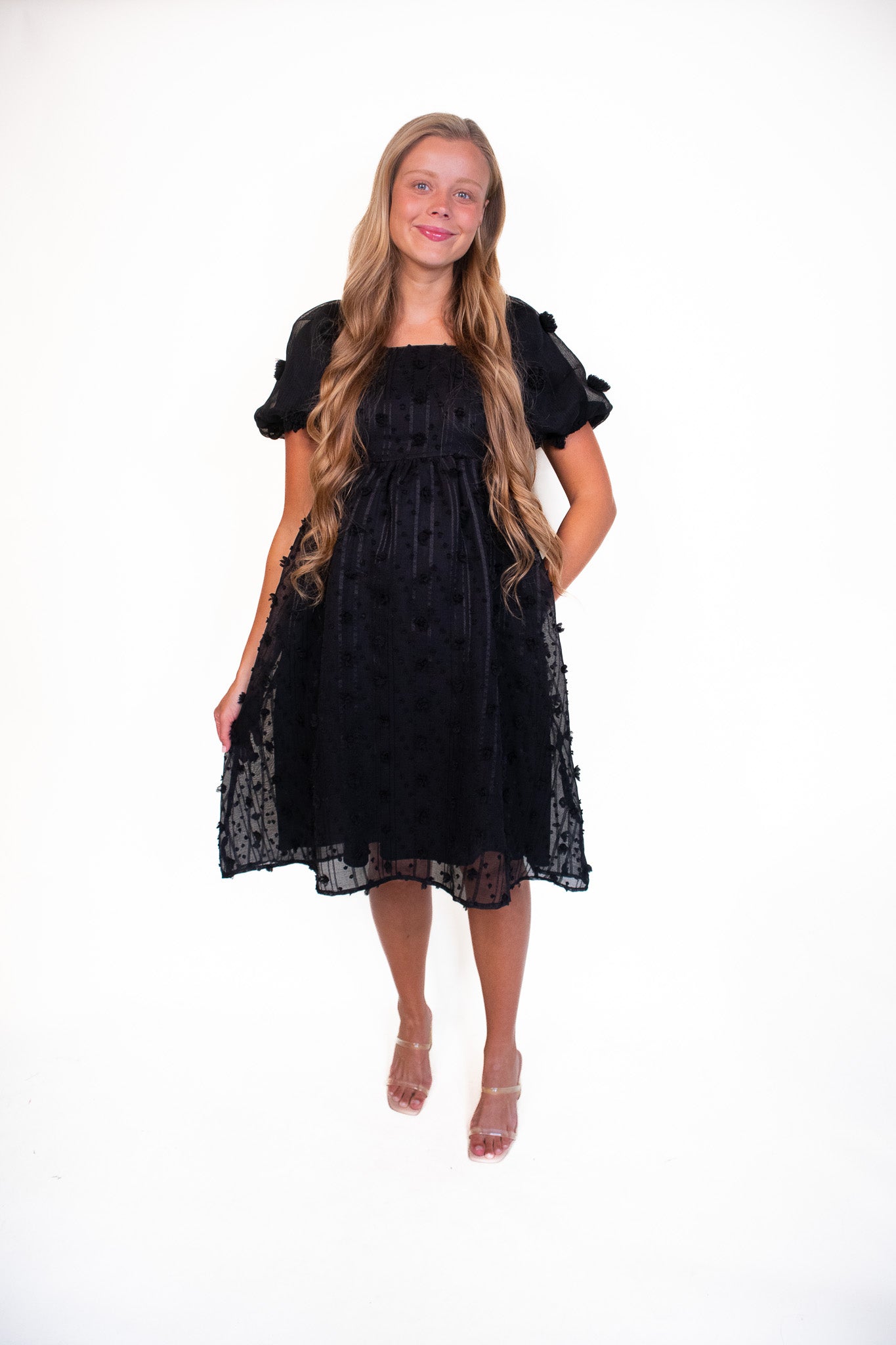 The Zoe Pom Dress in Black