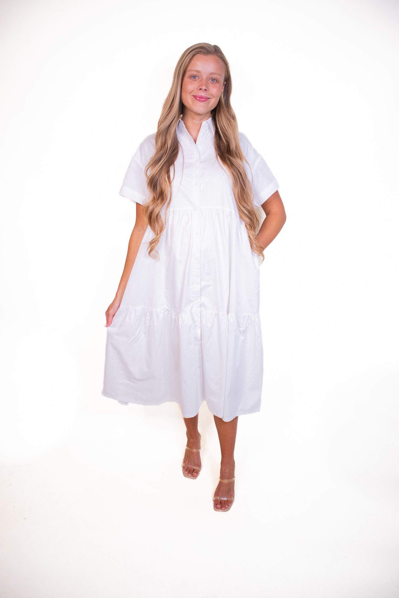 The Kenley Collar Dress in White