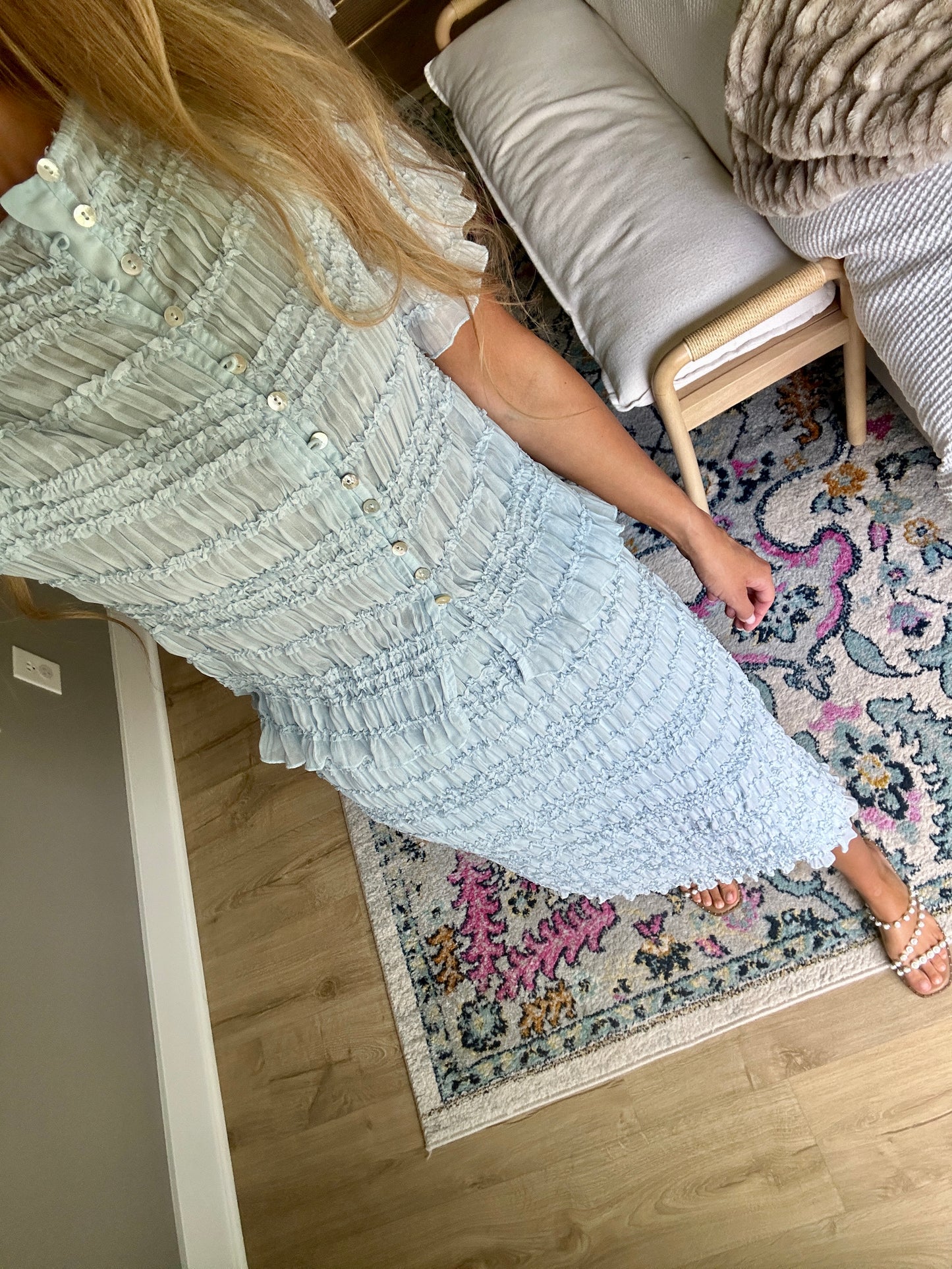 The Rory Smocked Chiffon Set in Baby Blue
