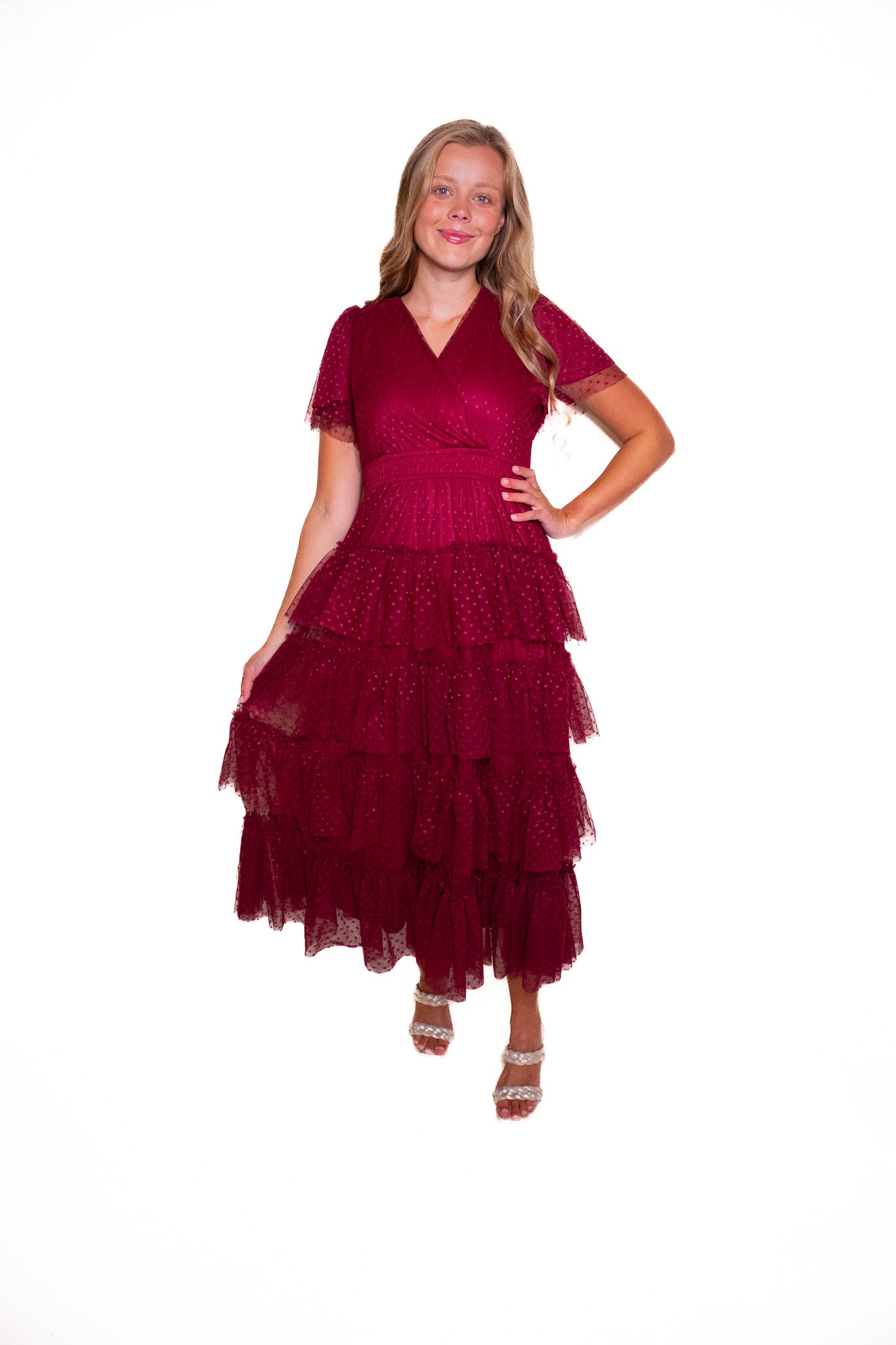 The Elle Tulle Dress in Burgundy