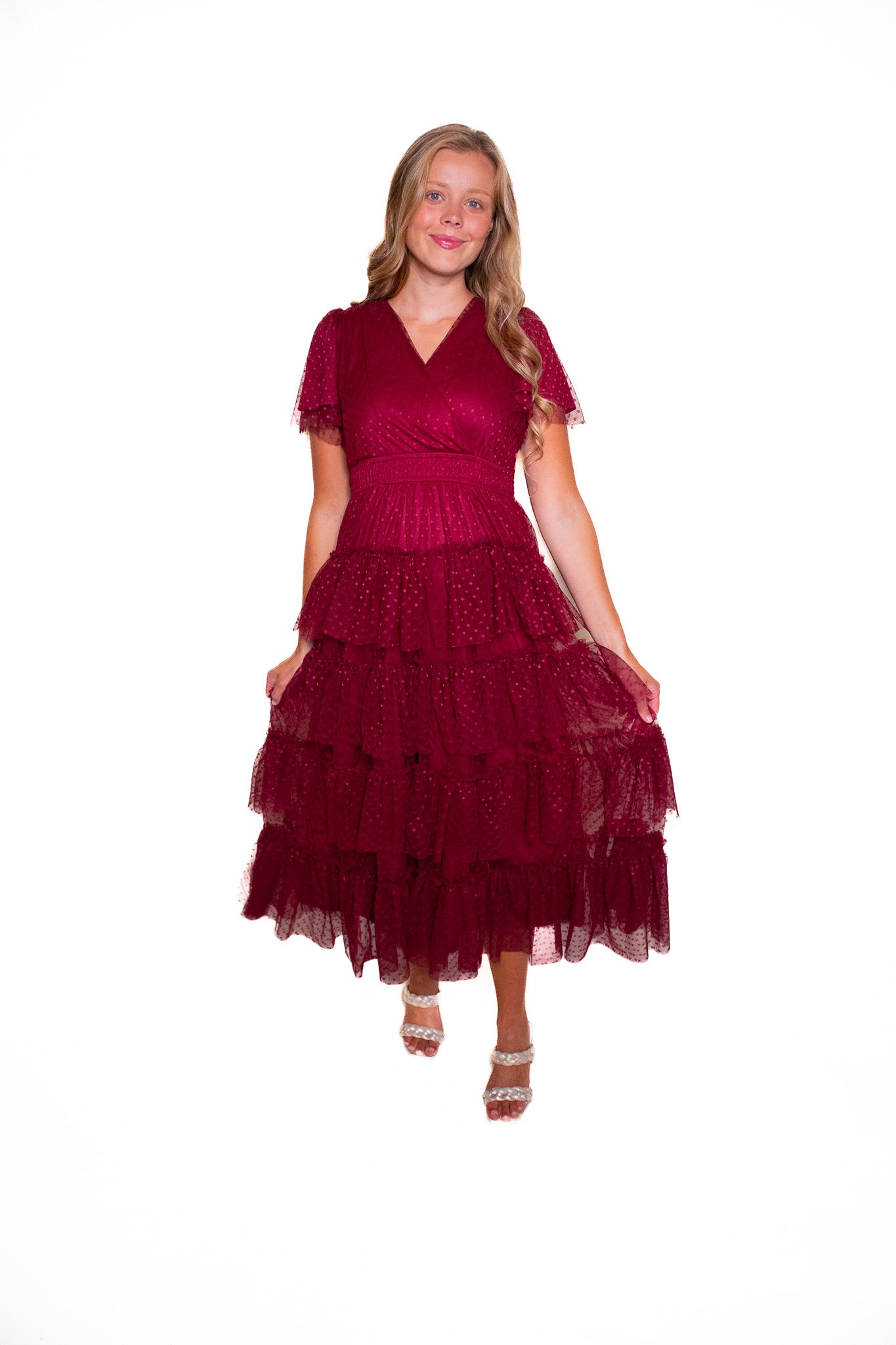 The Elle Tulle Dress in Burgundy