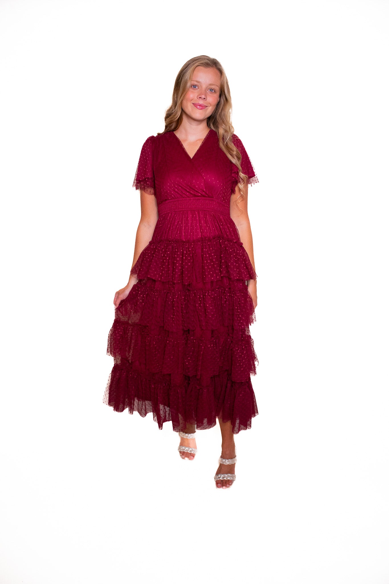 The Elle Tulle Dress in Burgundy