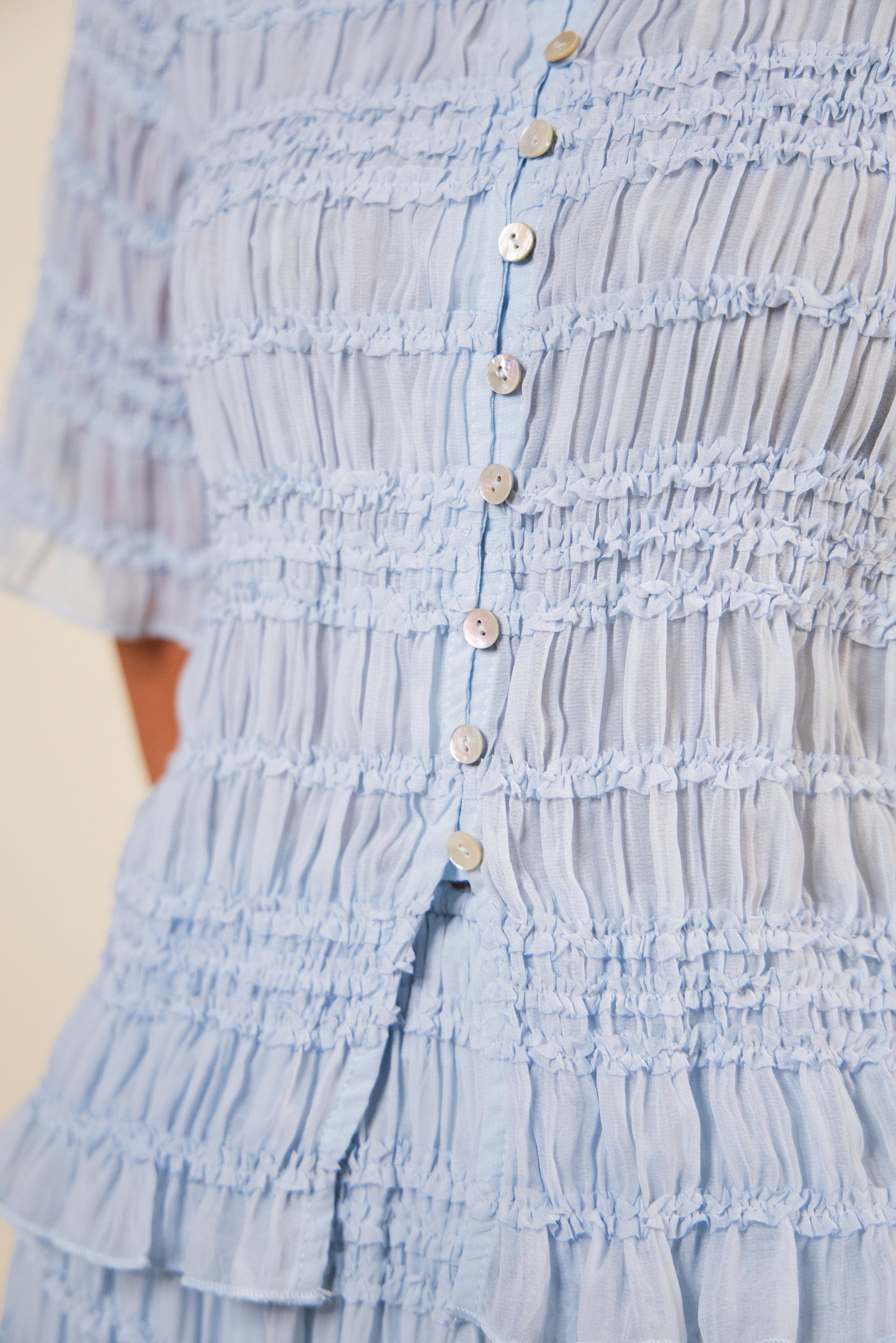 The Rory Smocked Chiffon Set in Baby Blue