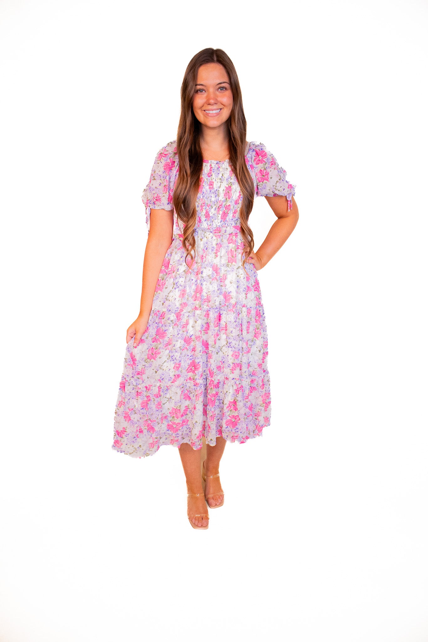 The Brinley Smocked Floral Midi