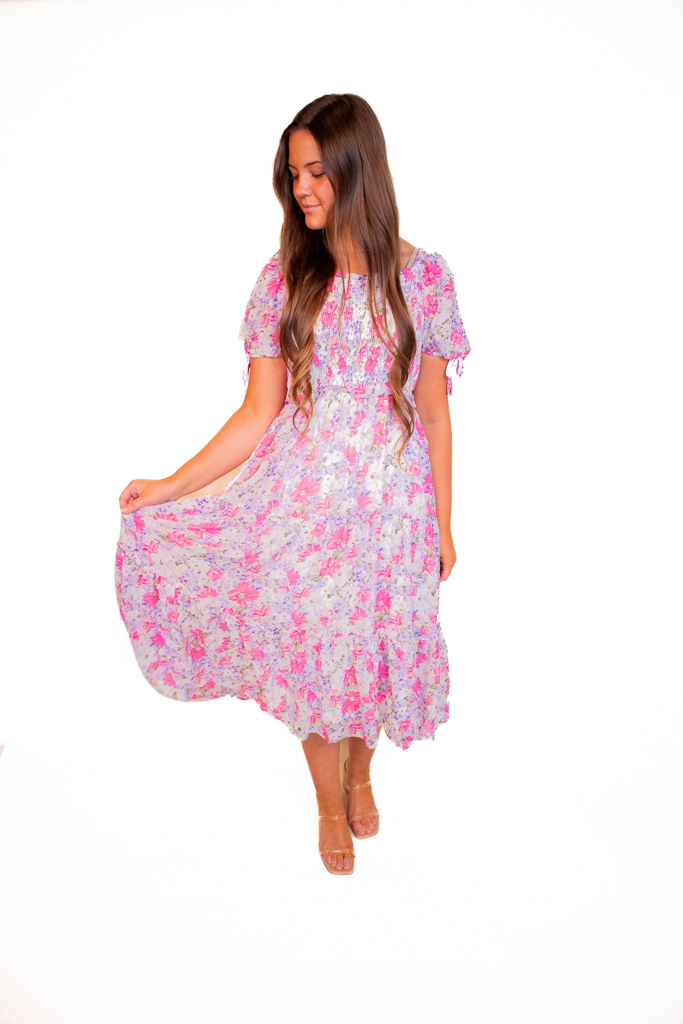 The Brinley Smocked Floral Midi