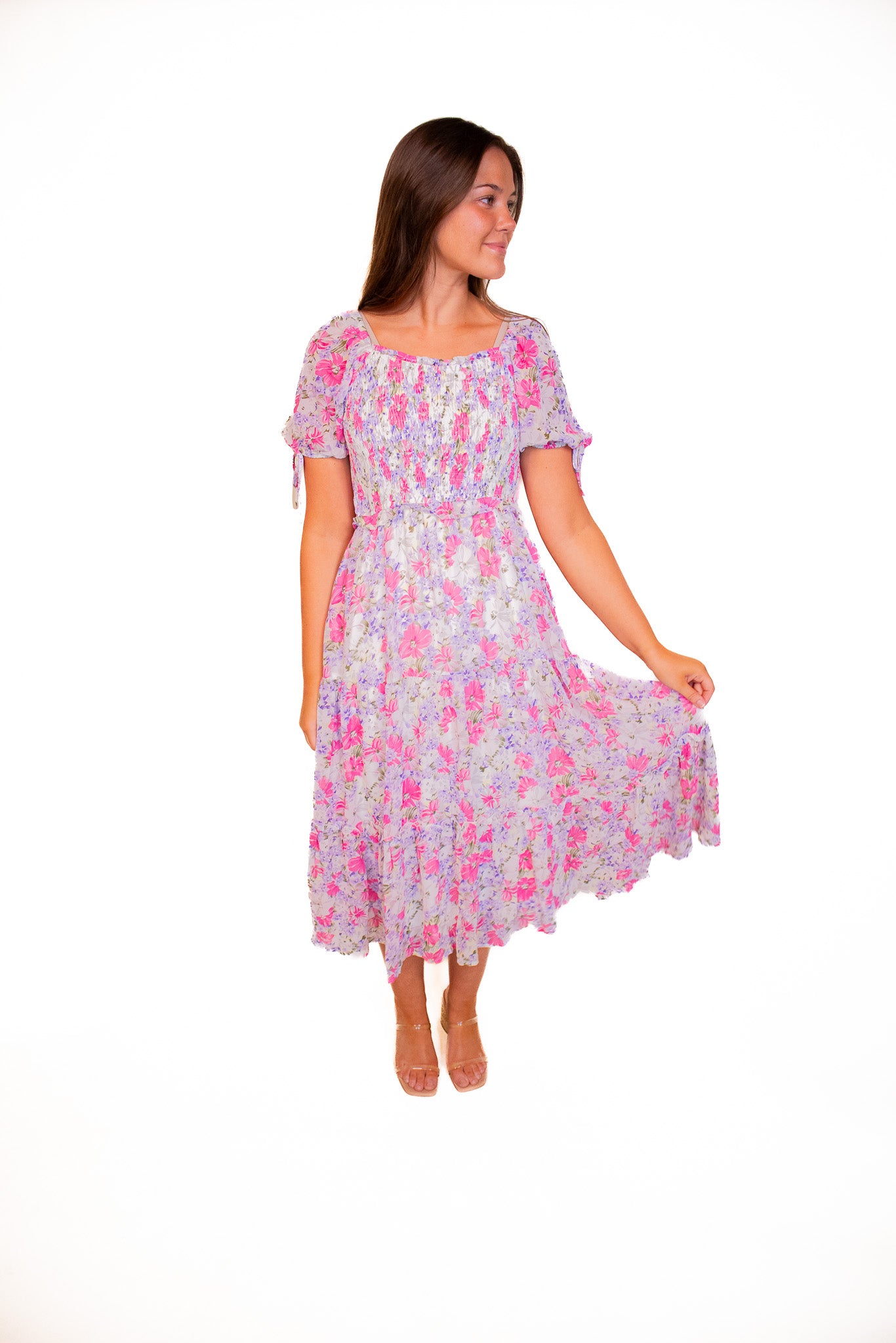 The Brinley Smocked Floral Midi