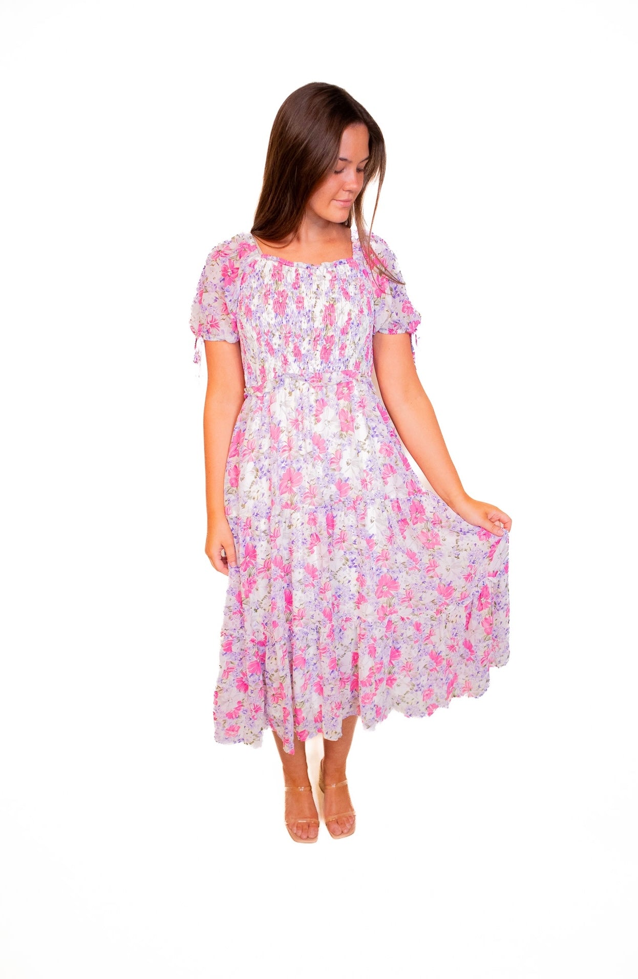 The Brinley Smocked Floral Midi