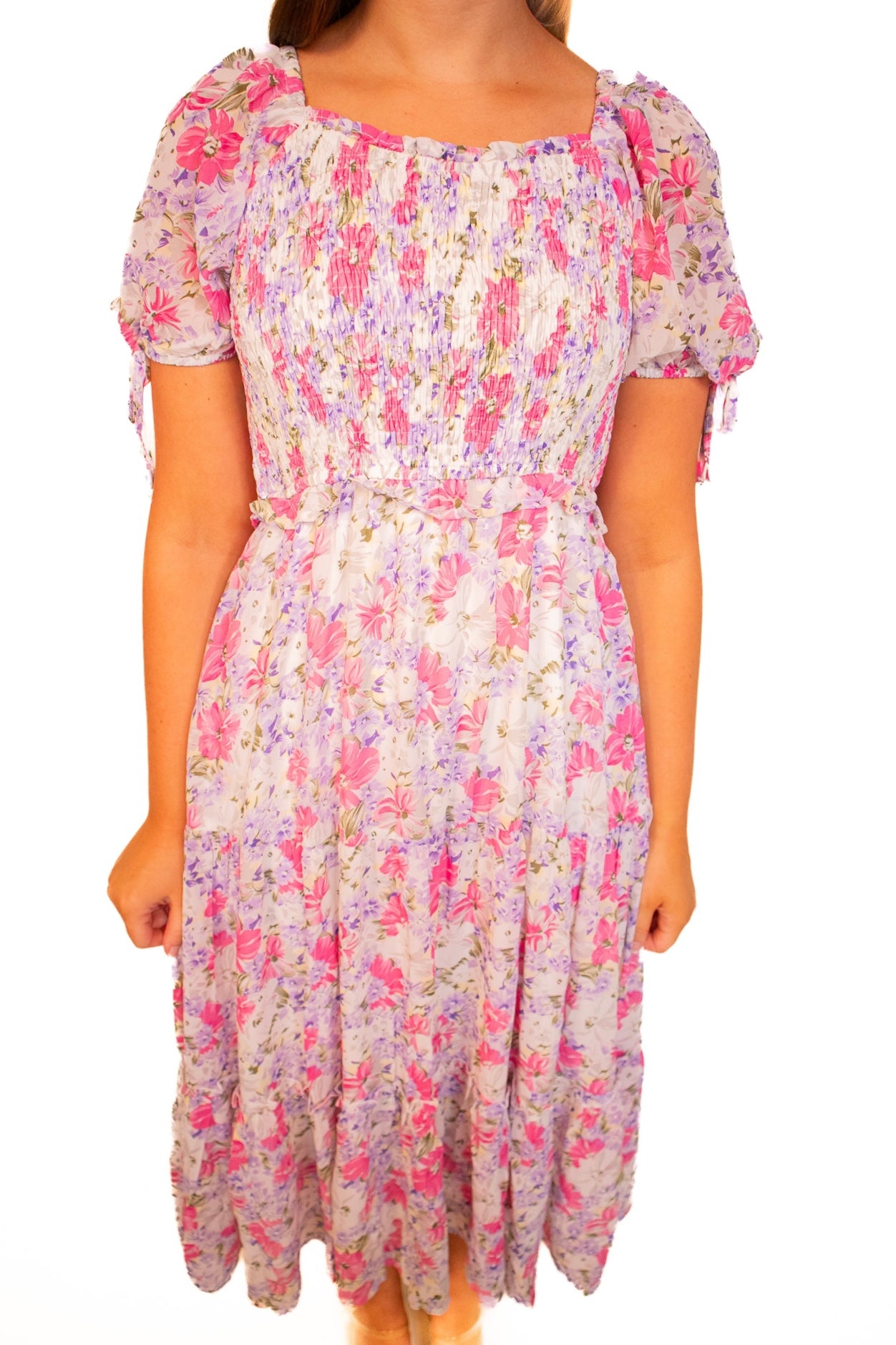 The Brinley Smocked Floral Midi