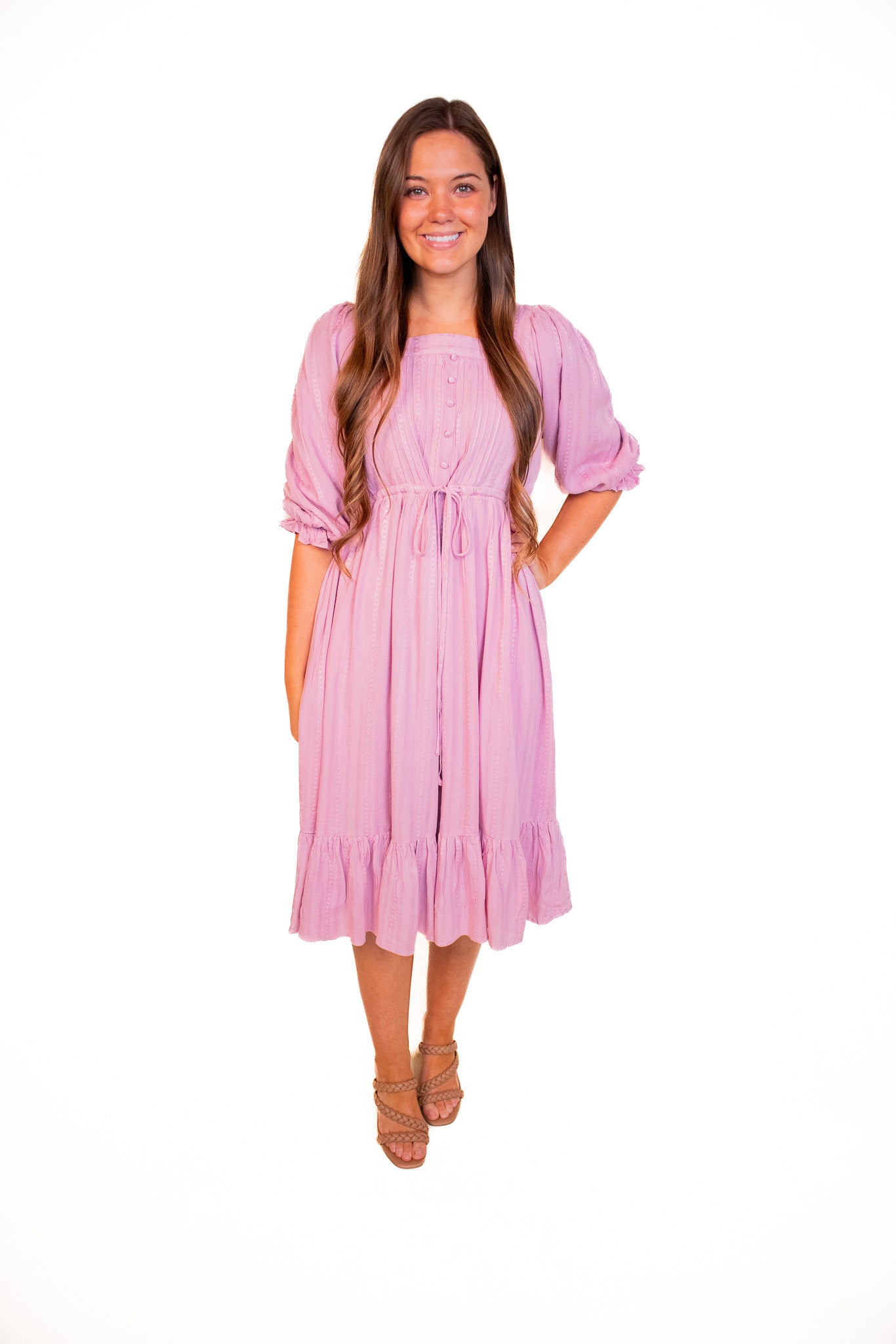 The Alaina Midi Dress in Mauve