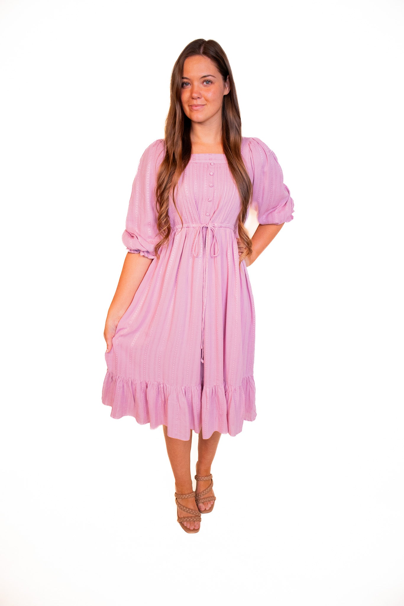 The Alaina Midi Dress in Mauve