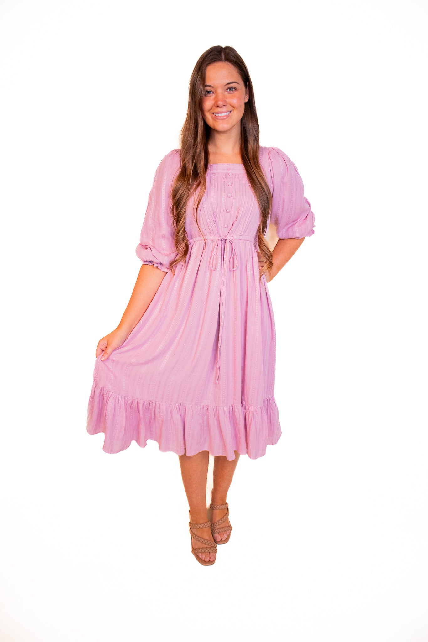 The Alaina Midi Dress in Mauve