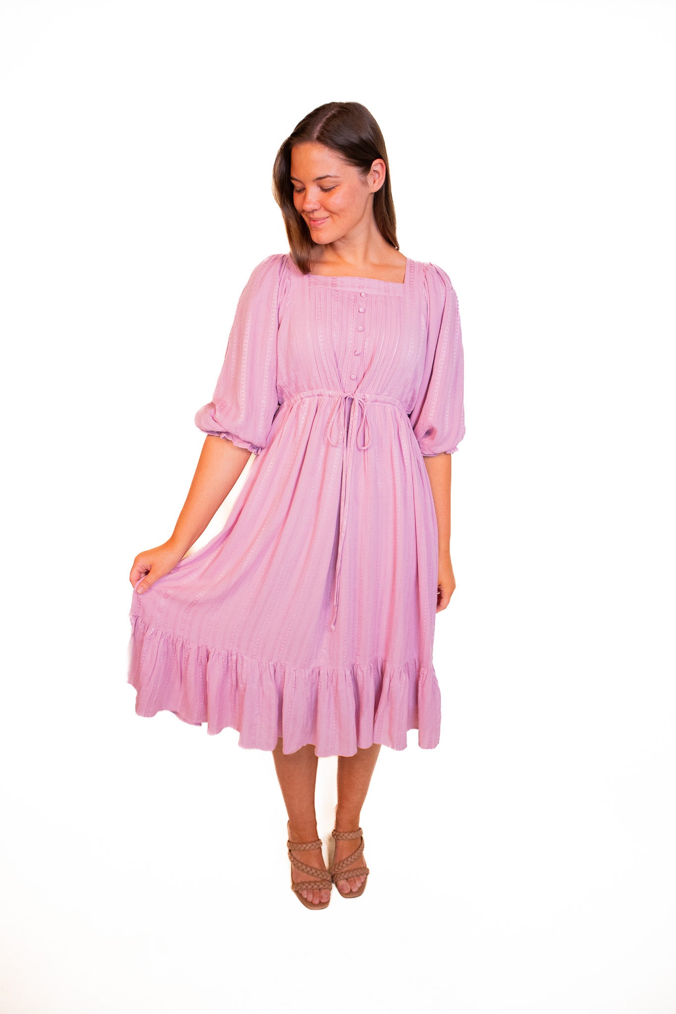 The Alaina Midi Dress in Mauve