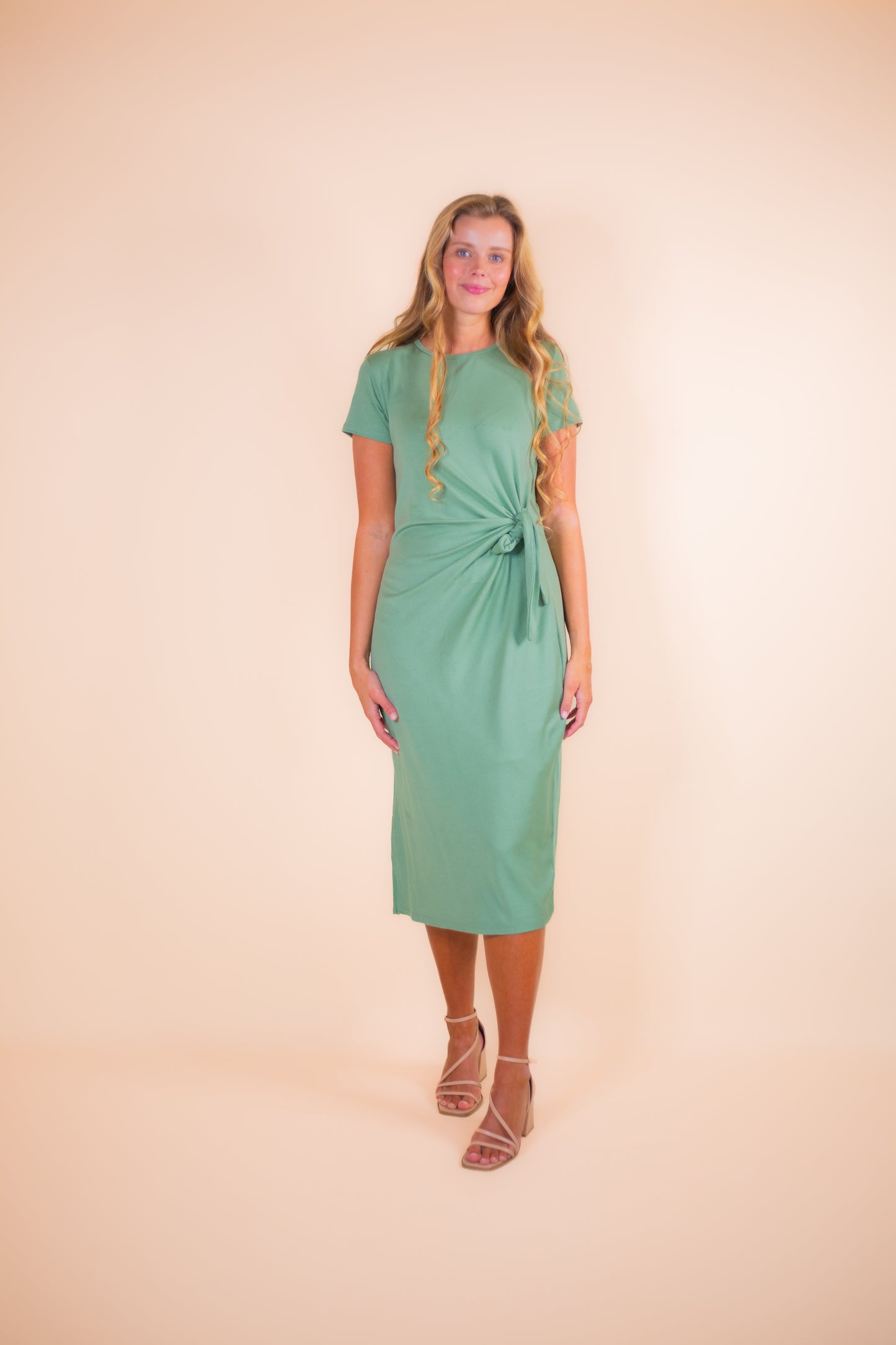 The Marley Tie T-Shirt Dress in Green