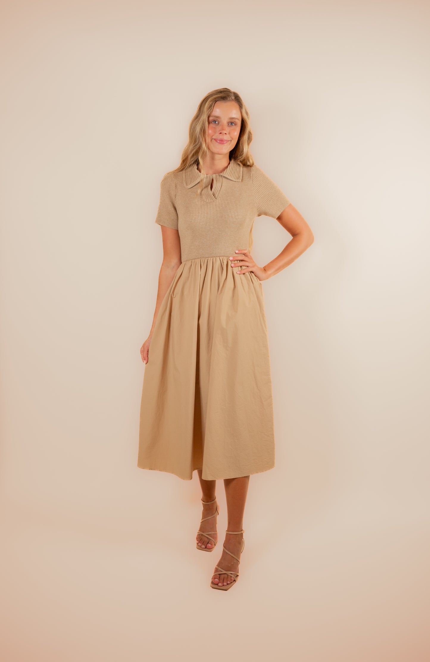 The Mable Ribbed Collar Dress