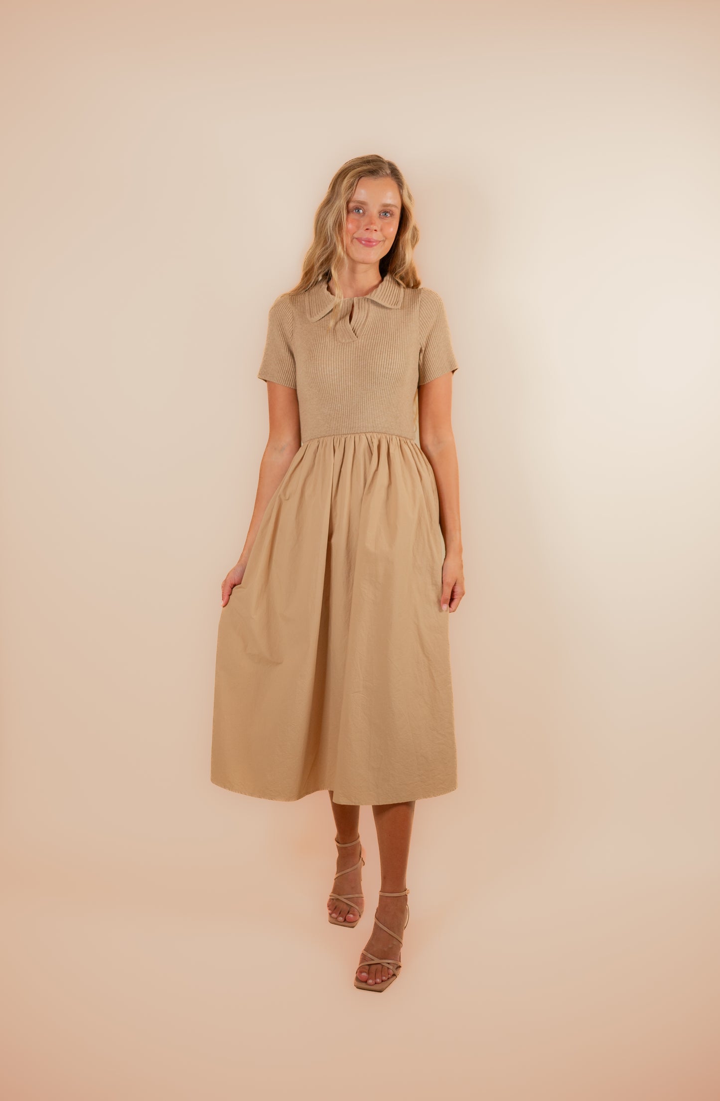 The Mable Ribbed Collar Dress