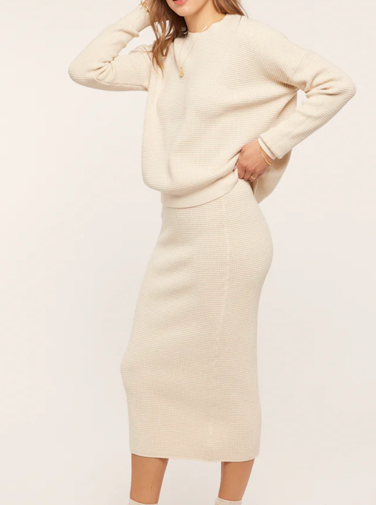 The Mia Sweater Set in Deep Navy Waffle Knit