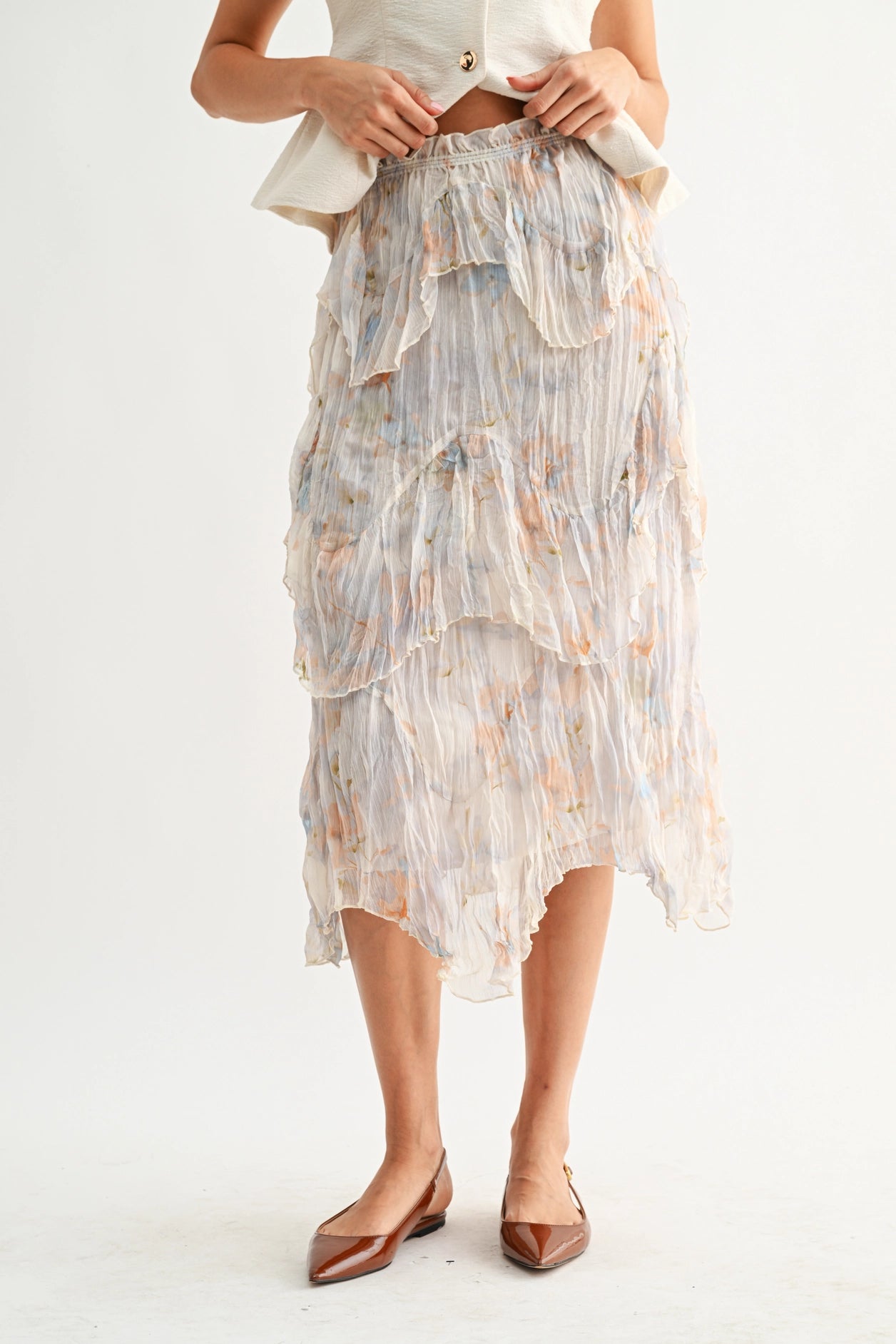 The Noa Layered Chiffon Midi Skirt