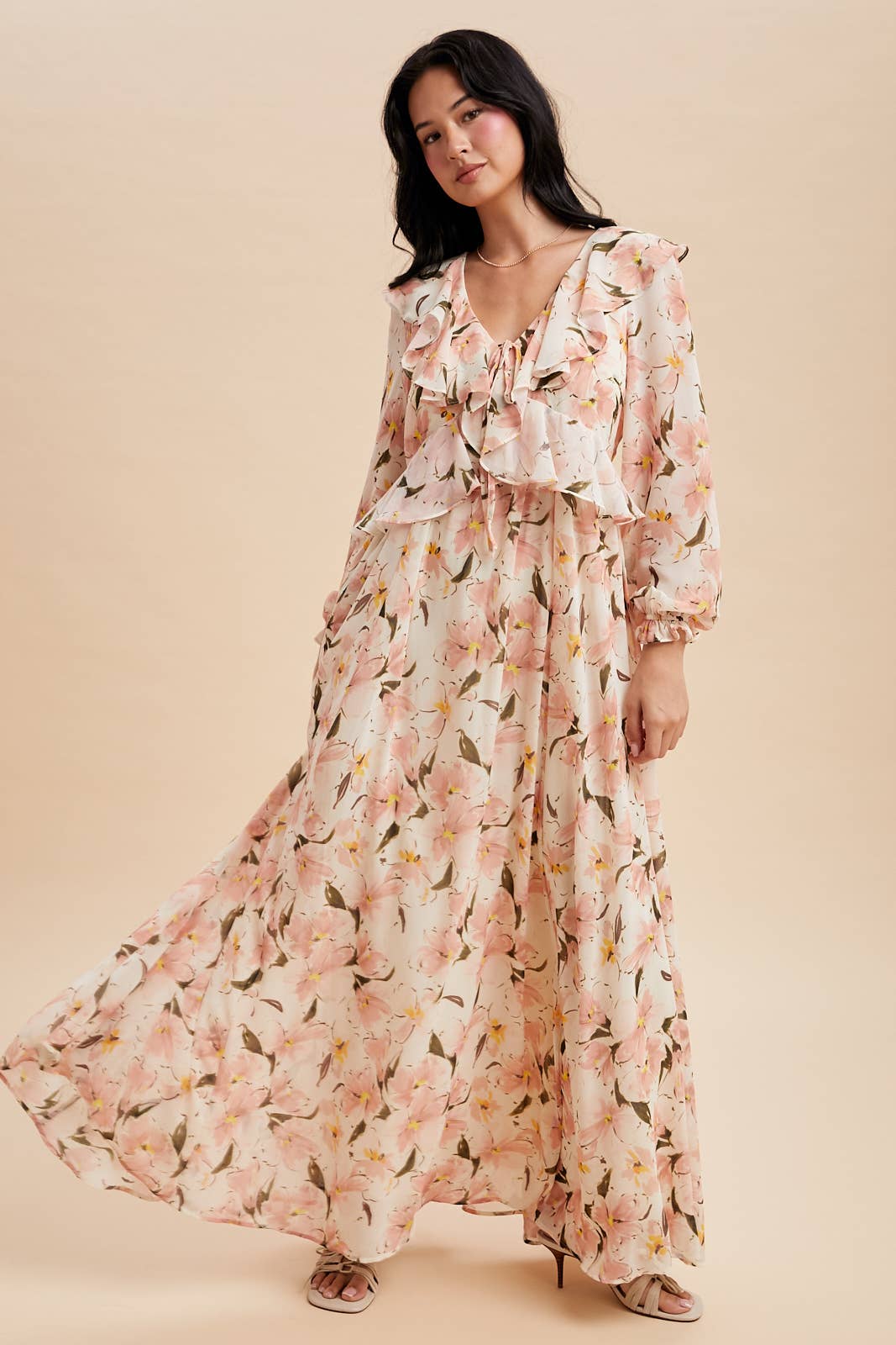 The Eden Floral Maxi Dress in Creme Floral