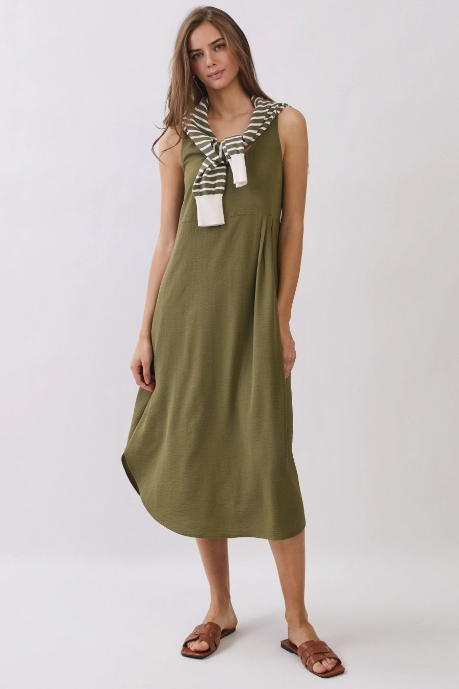 The Indi Knit Sweater & Dress Set - Olive & Ivory Stripes