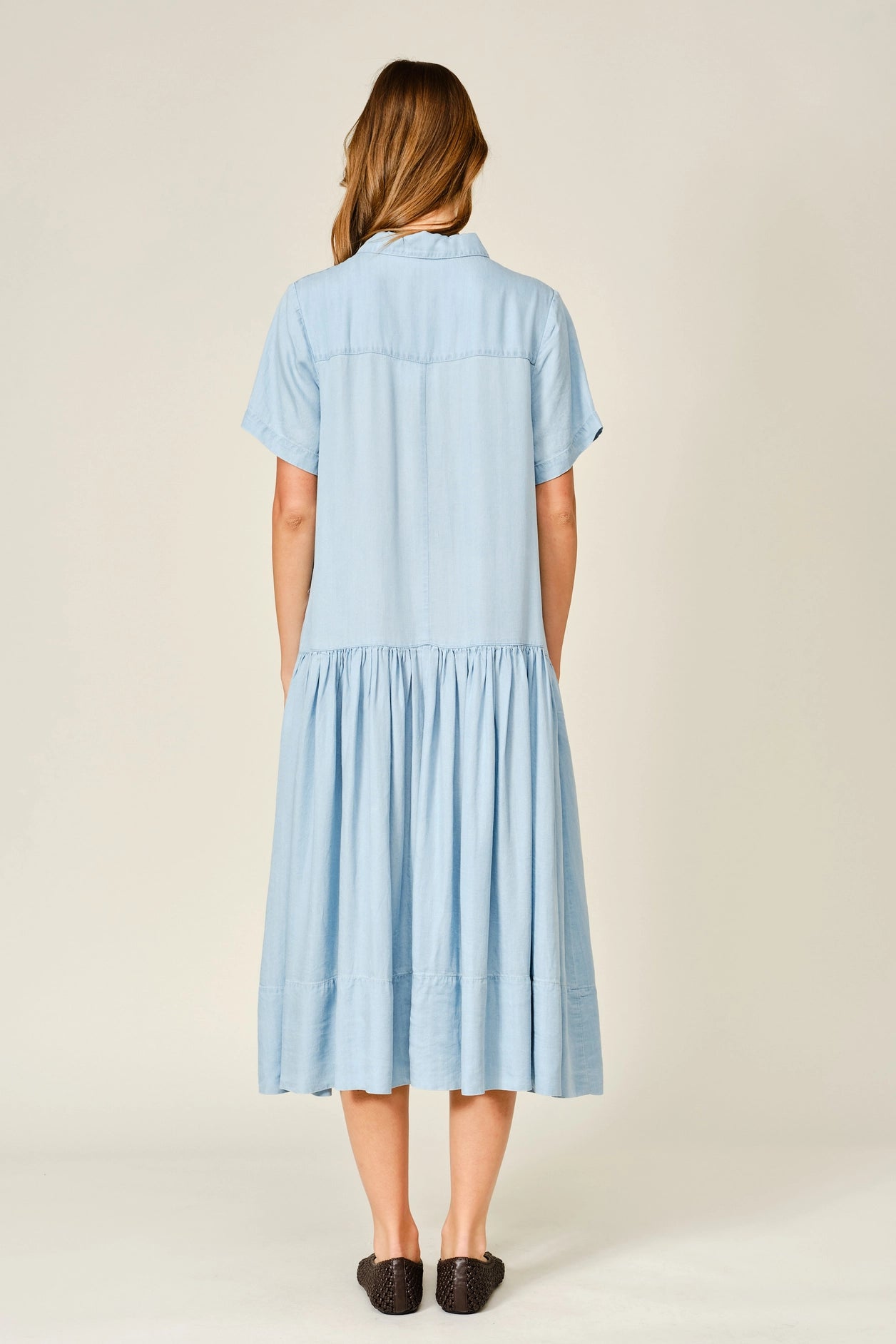 The Ellie Babydoll Dress in Chambray