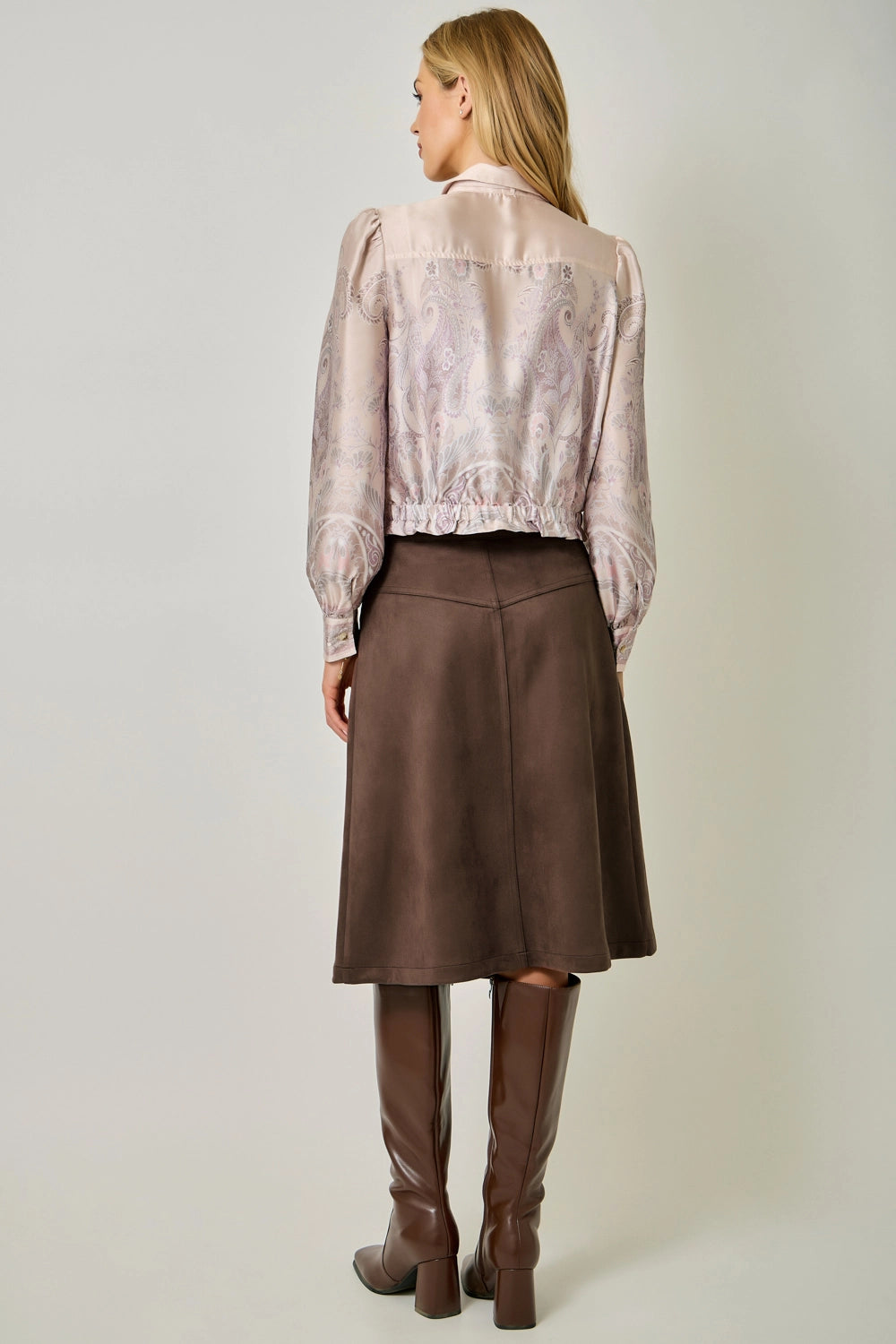The Marlowe Skirt in Brown Suede