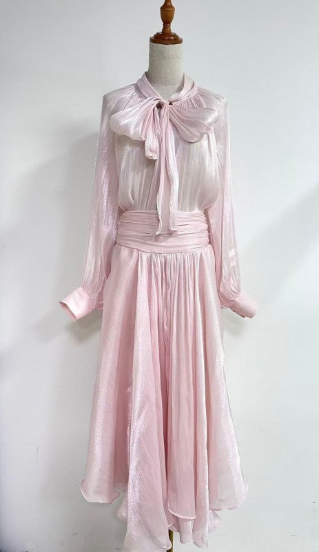The Eleanor Shimmer Skirt Set in Ballerina Pink