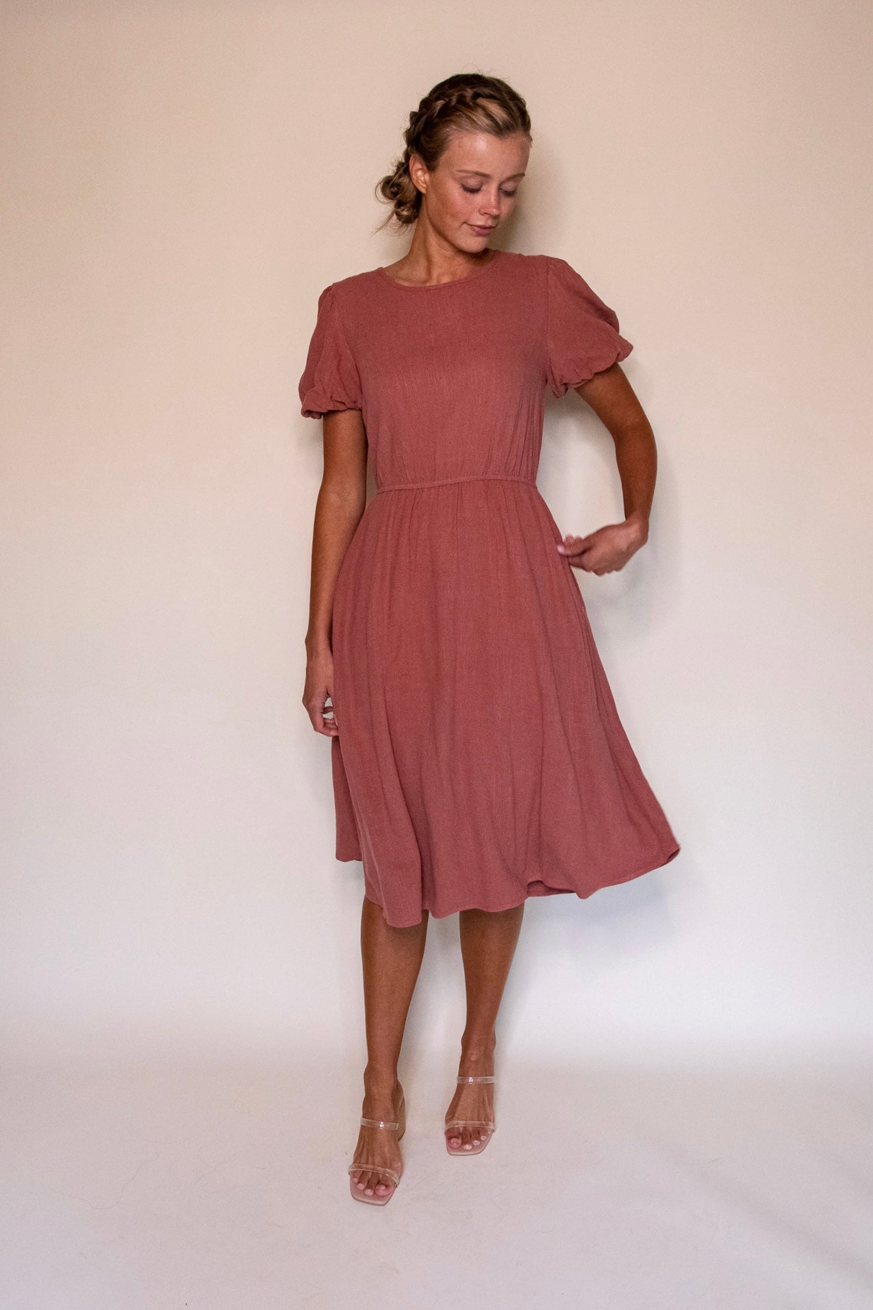 RESTOCKED - The Sarah Linen Dress in Terracotta