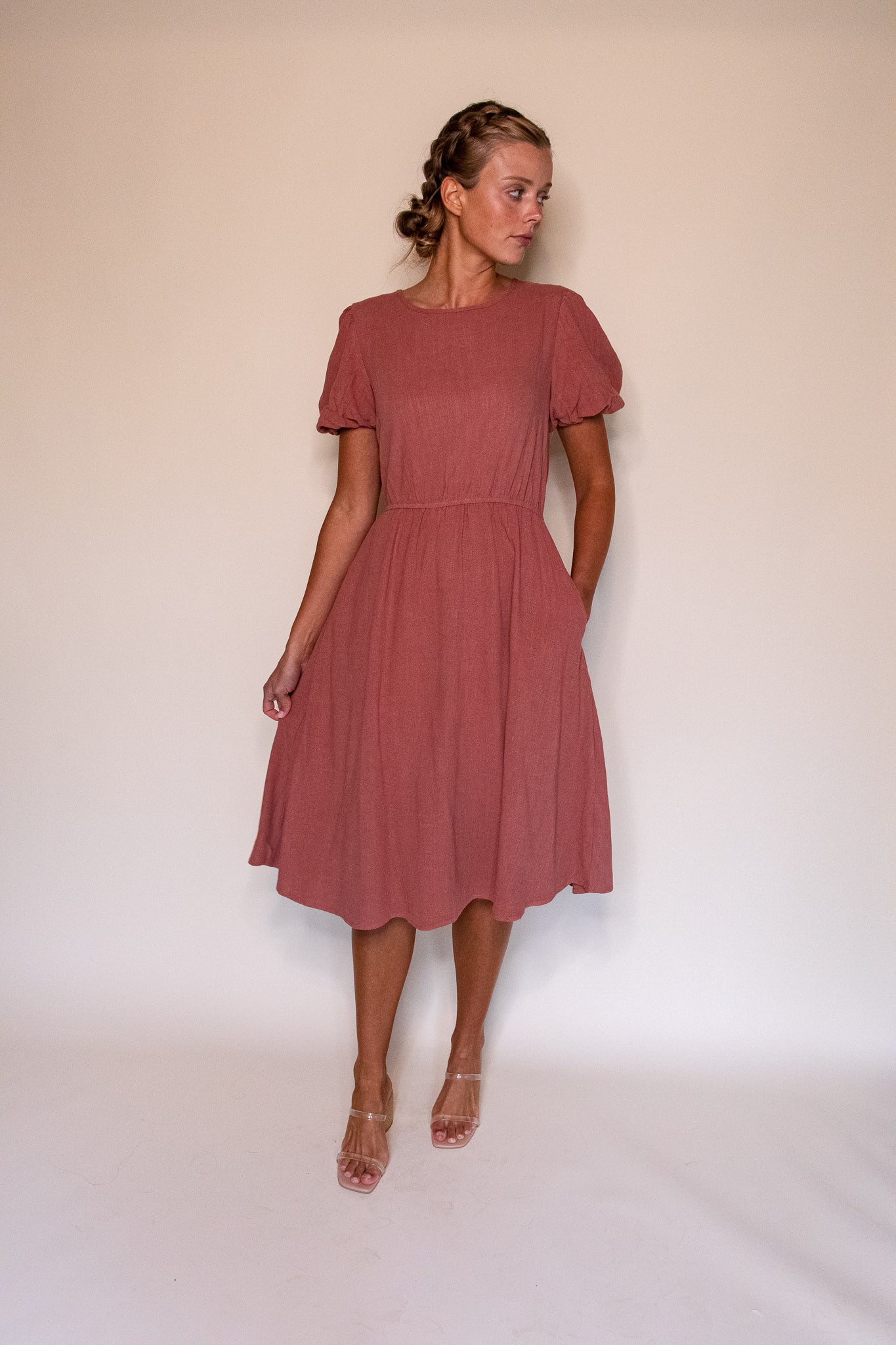 RESTOCKED - The Sarah Linen Dress in Terracotta