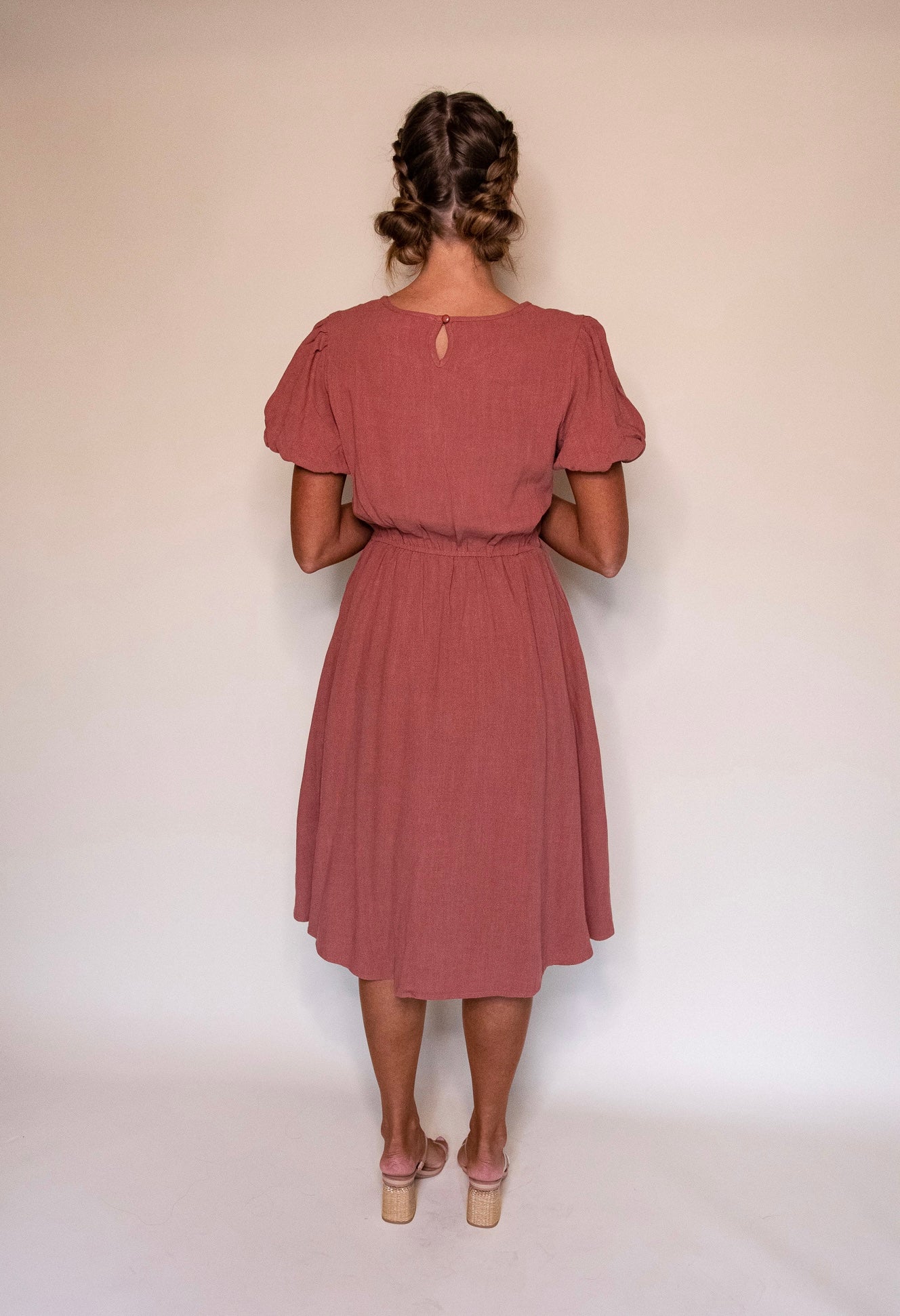 RESTOCKED - The Sarah Linen Dress in Terracotta