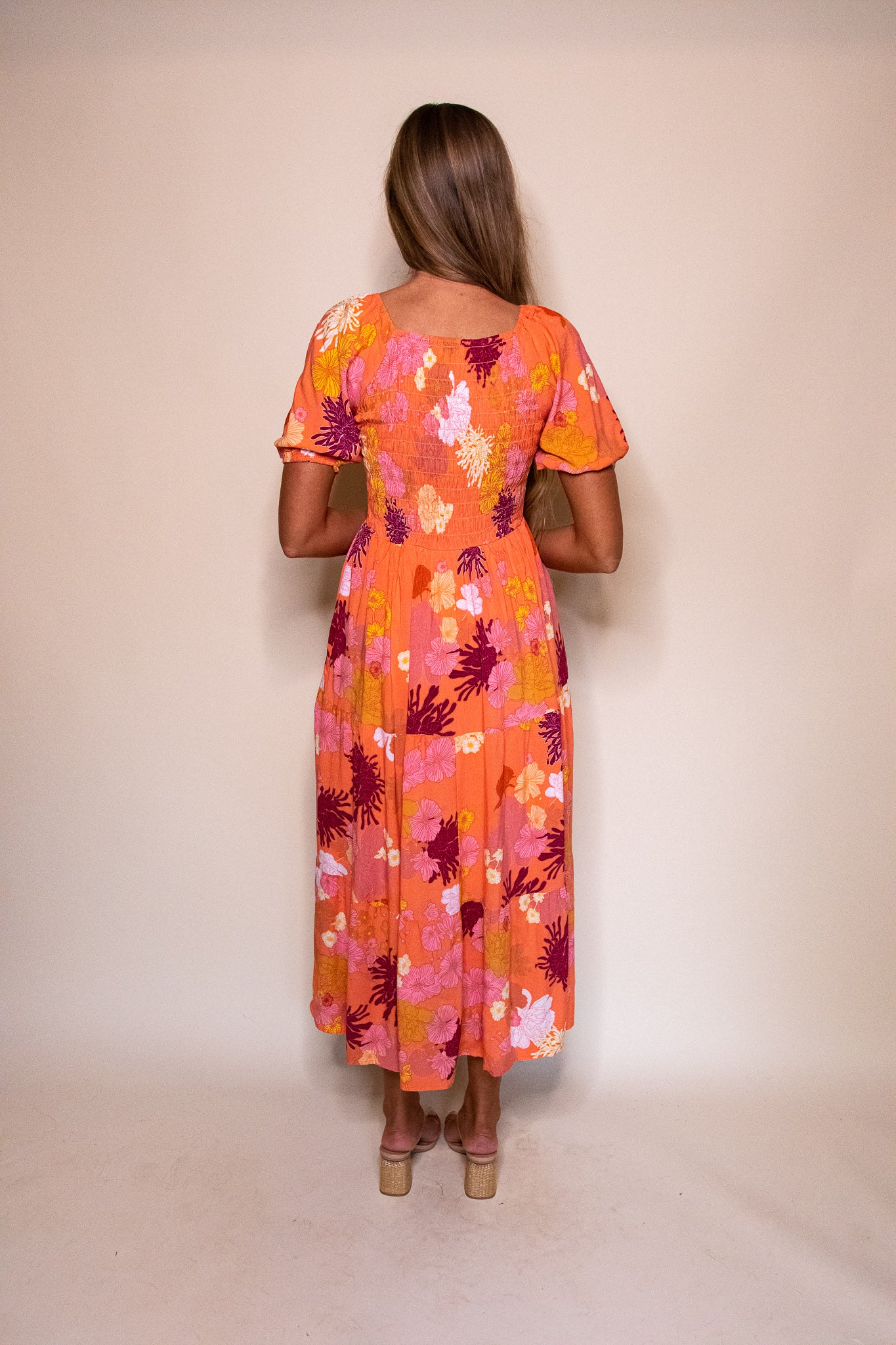 Smocked Dress in Sunset Floral