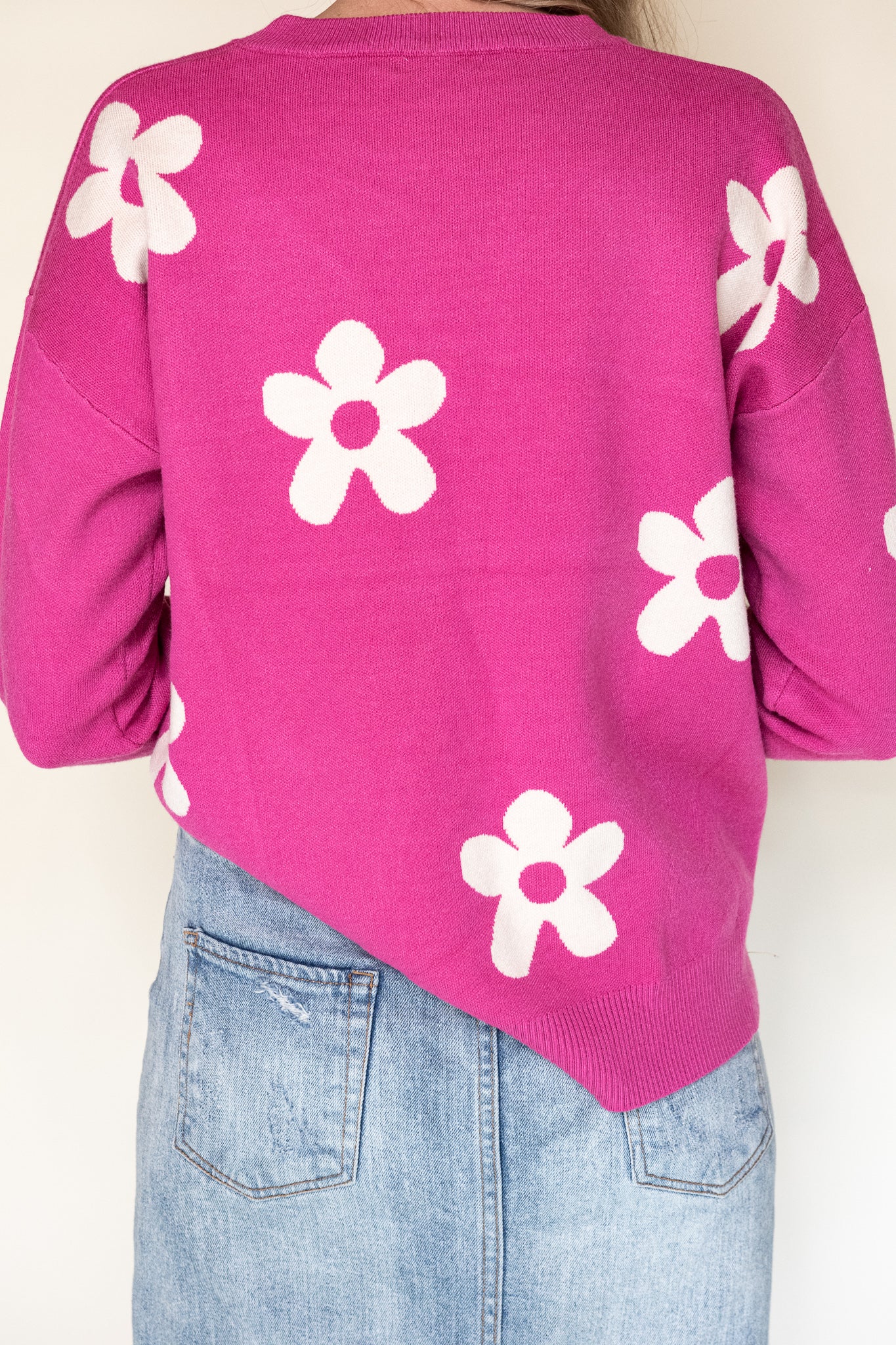 The Dae Knit Sweater in Hot Pink