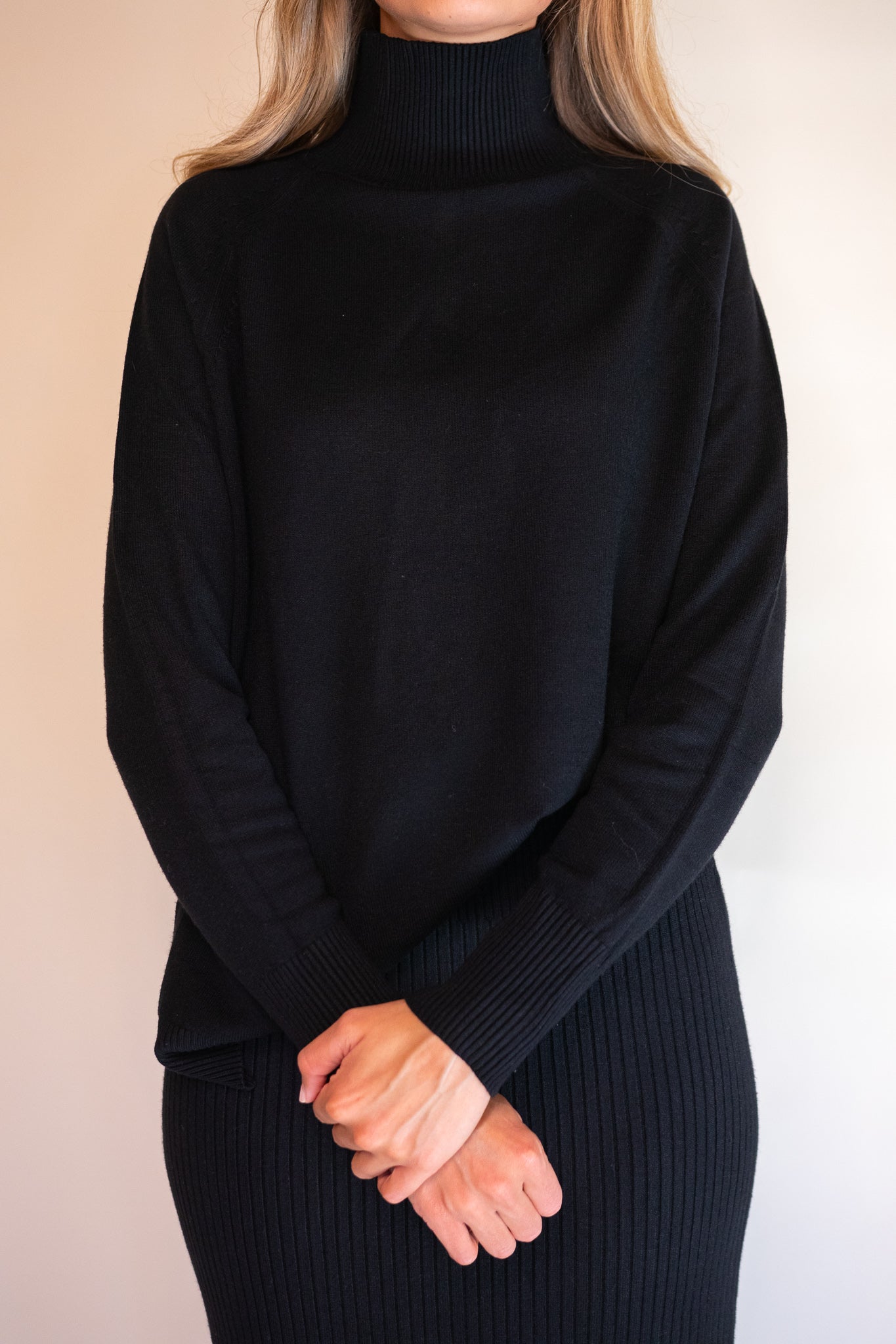 The Stevie Turtleneck Sweater Set in Black