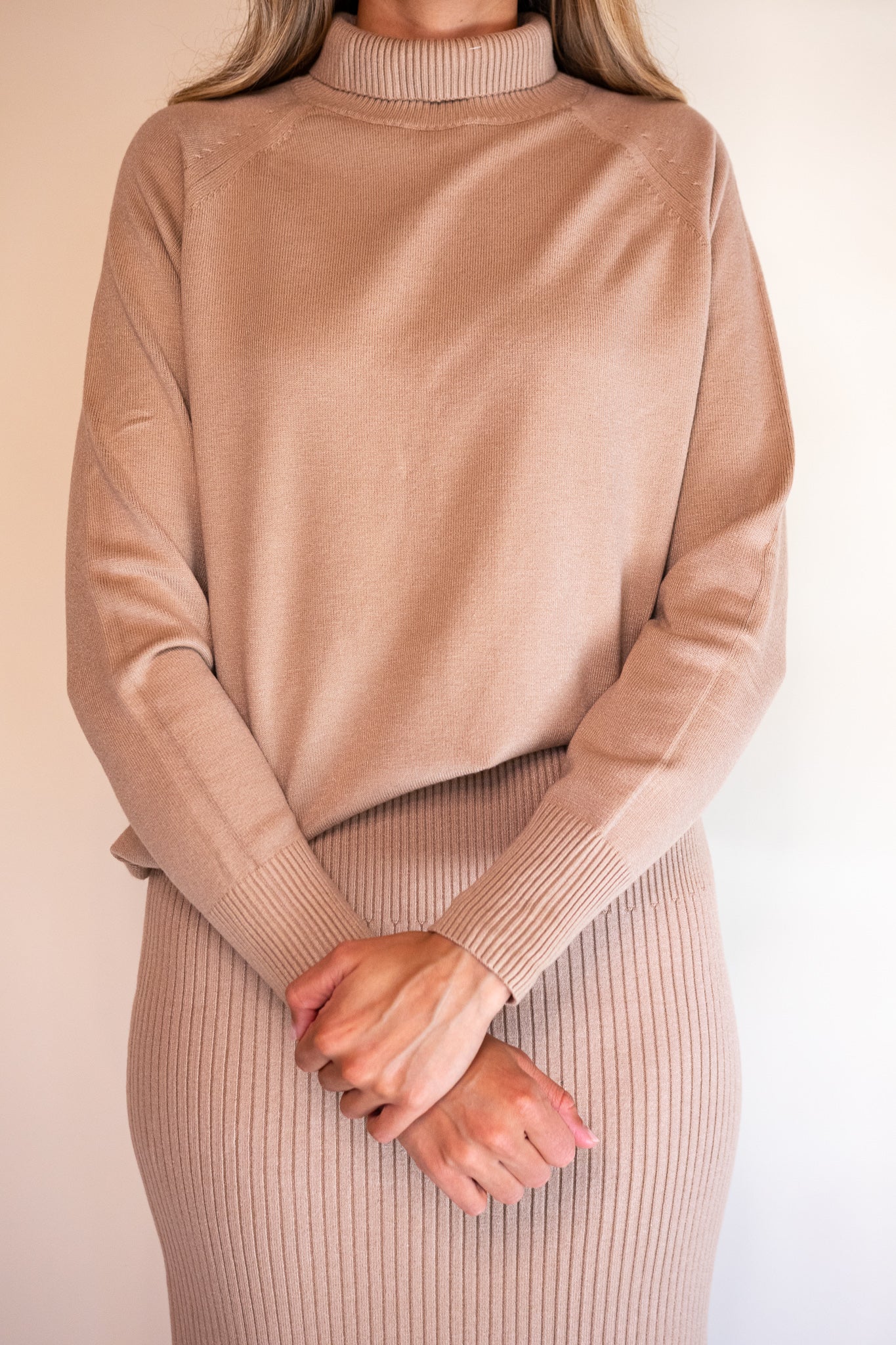 The Stevie Turtleneck Sweater Set in Latte