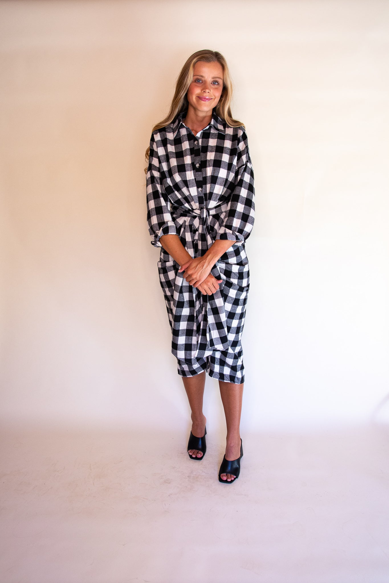 The Serena Flannel Midi in Black & White