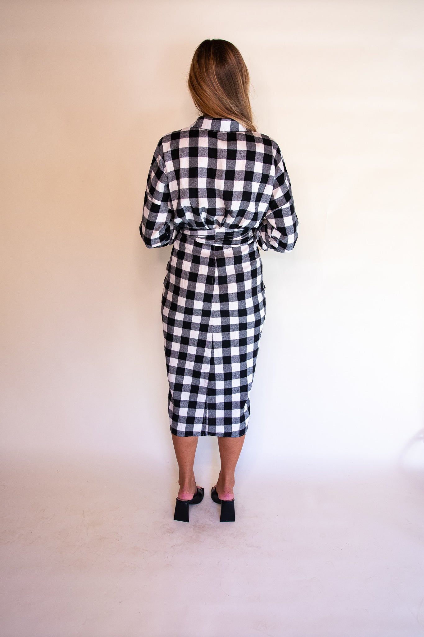 The Serena Flannel Midi in Black & White