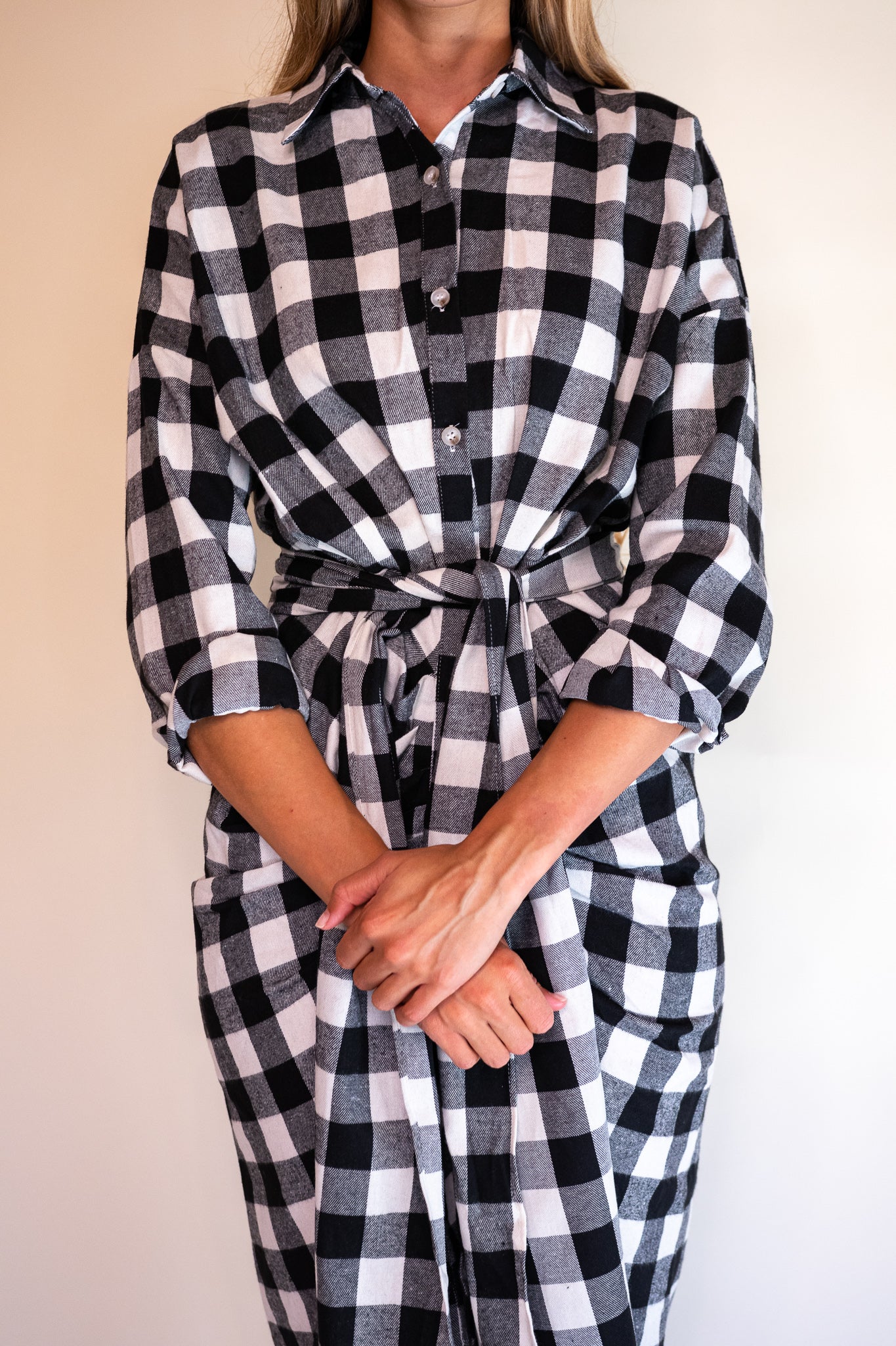 The Serena Flannel Midi in Black & White