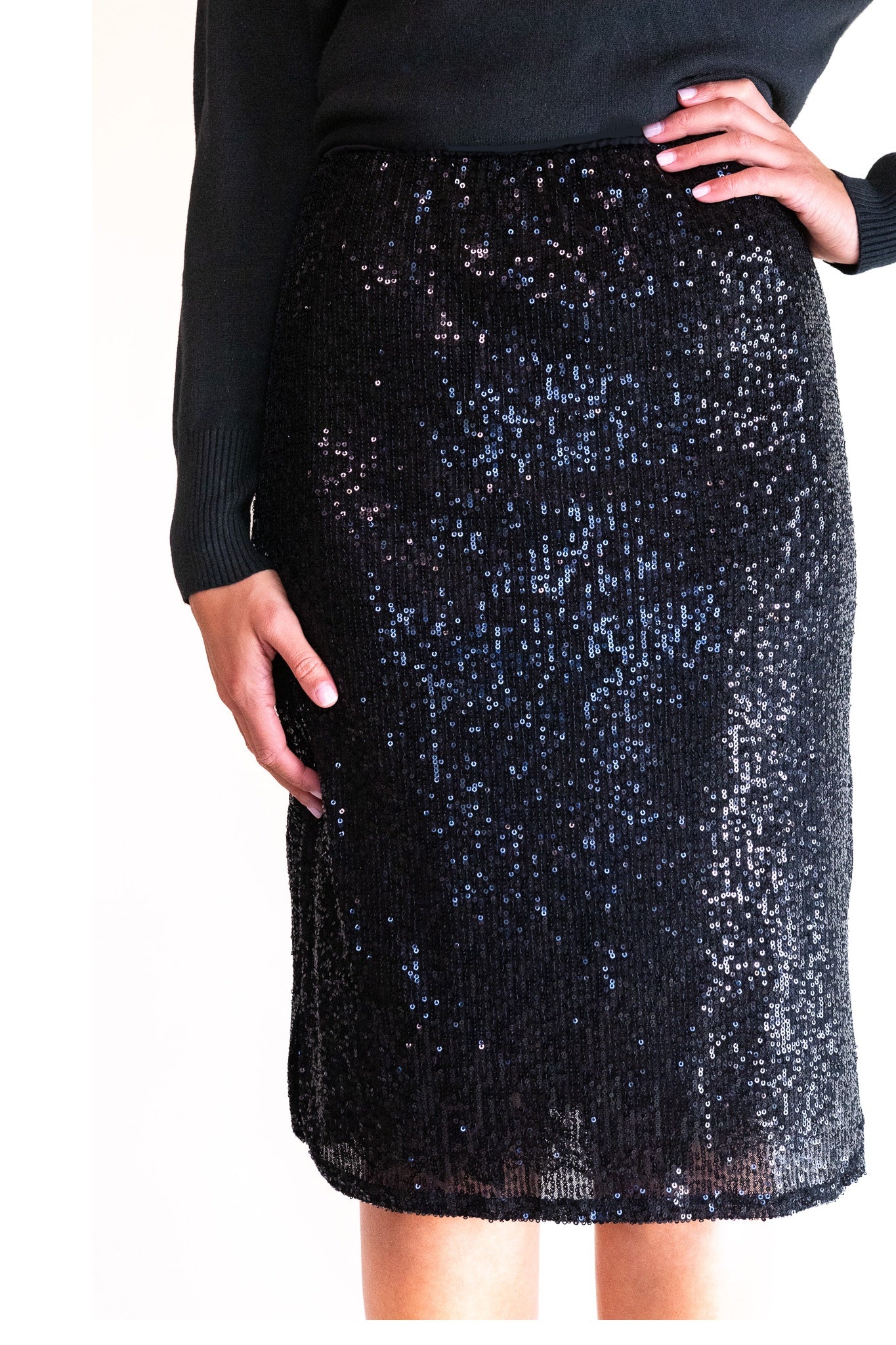 The Tori Sequin Skirt in Black