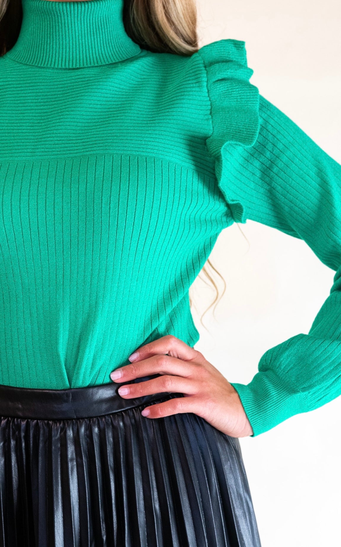 The Zoe Turtleneck Sweater in Green