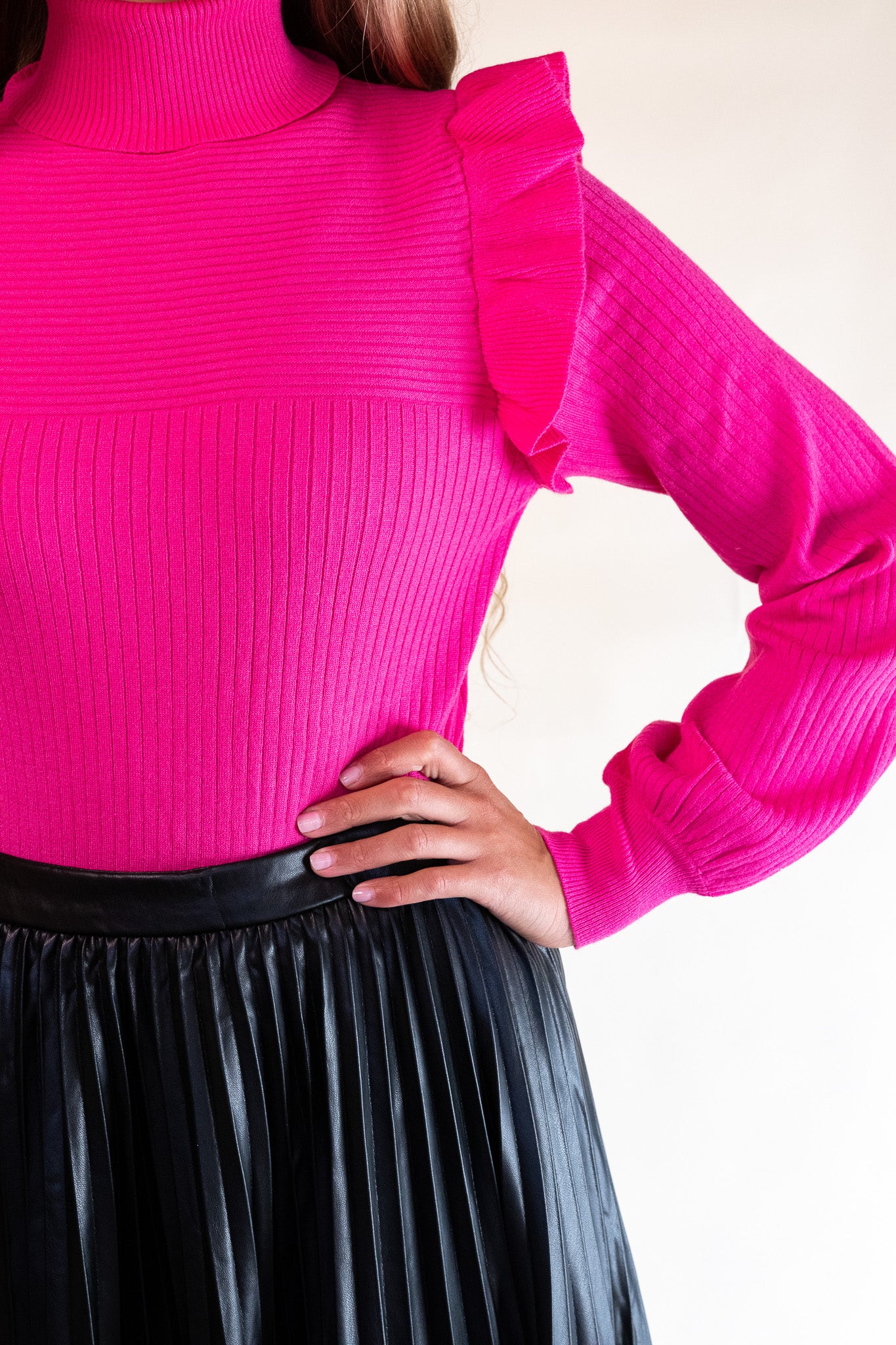 The Zoe Turtleneck Sweater in Pink