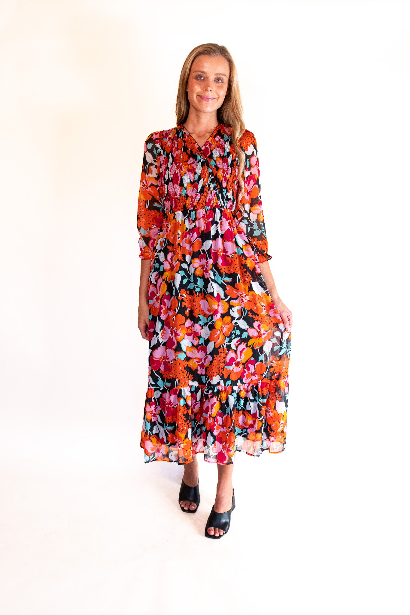 The Ellis Floral Maxi Dress in Black