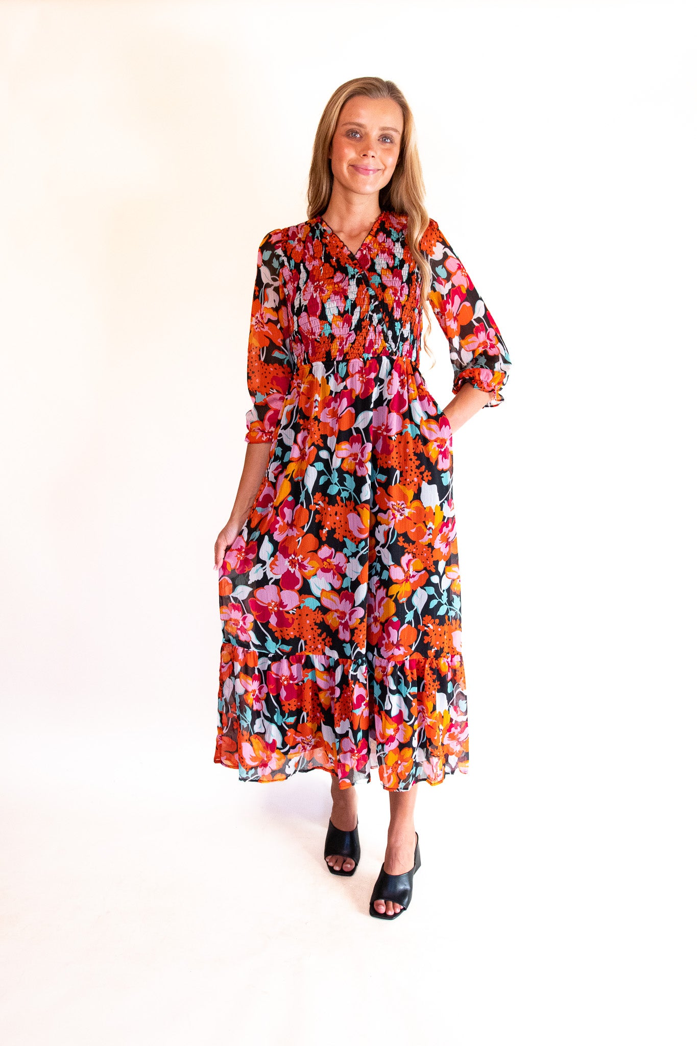 The Ellis Floral Maxi Dress in Black