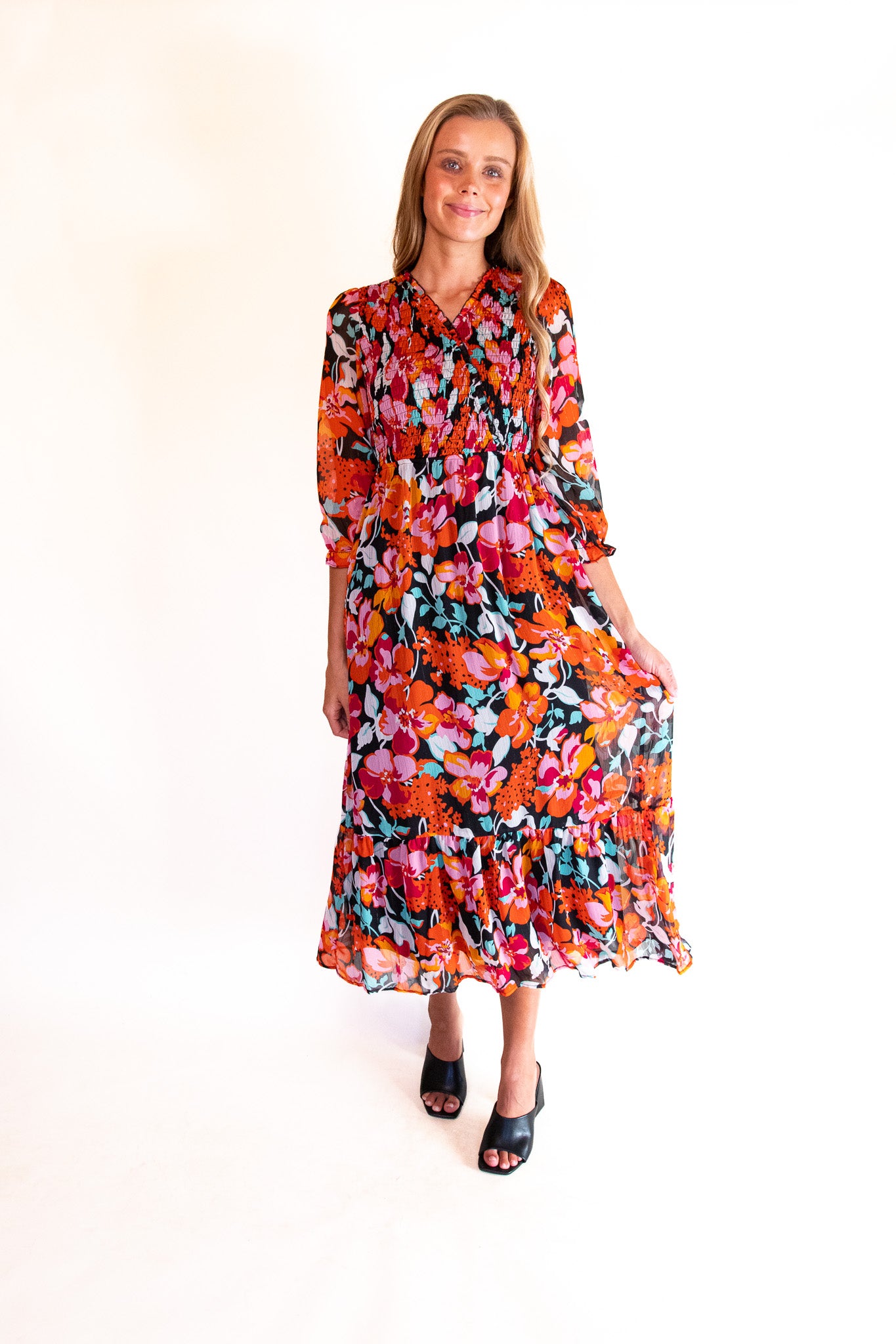 The Ellis Floral Maxi Dress in Black