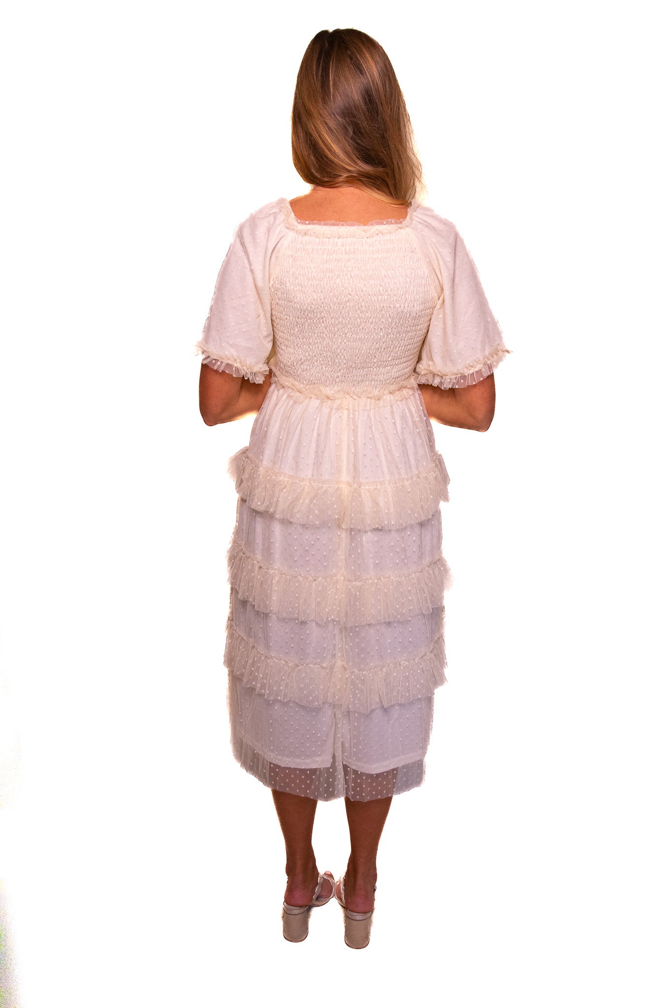 The Harper Smocked Tulle Dress in Butterceam