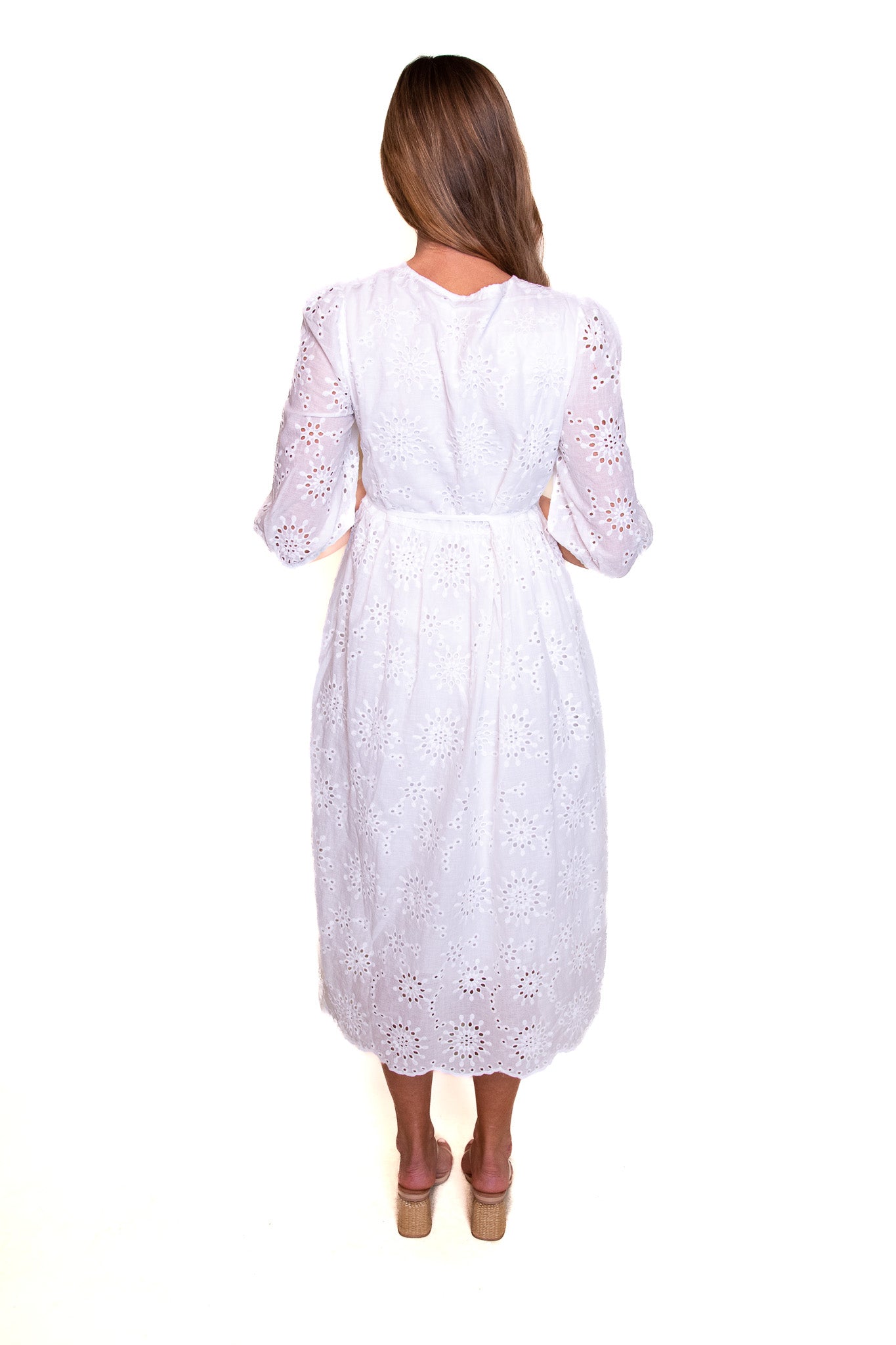 The Poppy Eyelet Wrap Dress in White