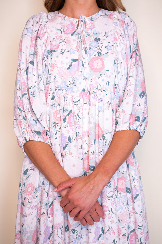 The Hazel Midi Dress in Pastel Floral