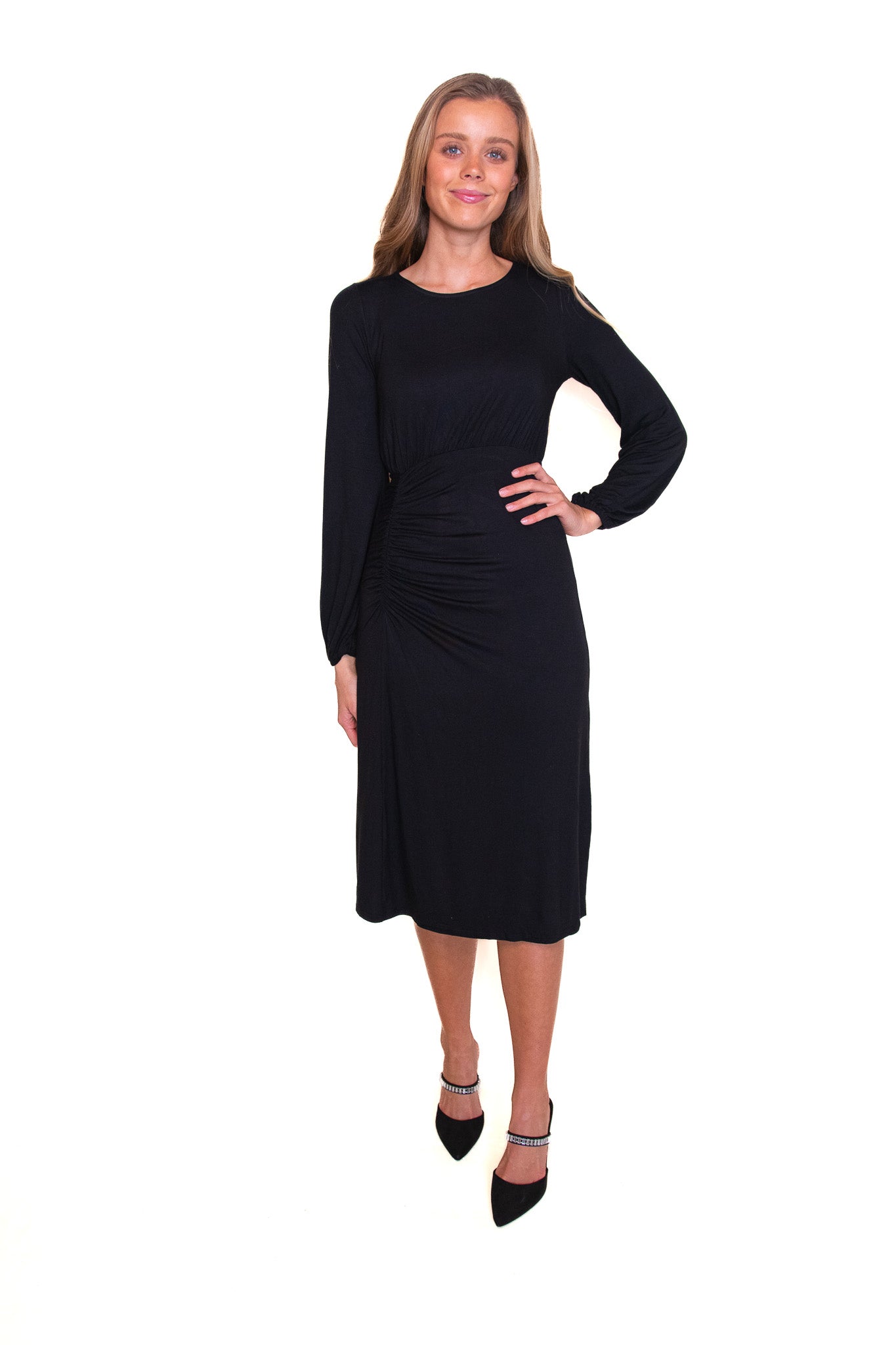 The Rae Long Sleeved Dress in Black